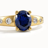 14k Gold Oval Sapphire Gemstone Ring - BRENNMORE