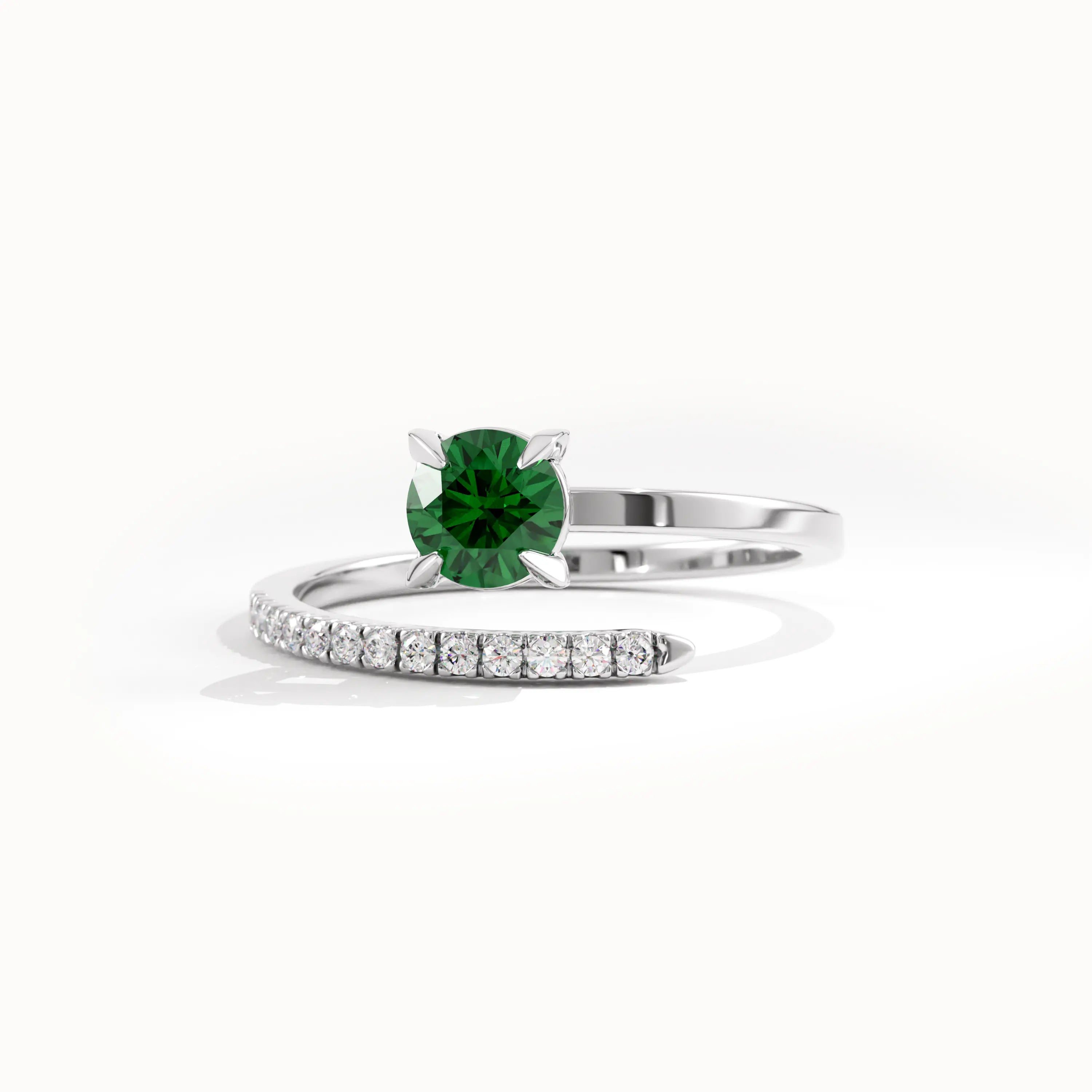 14k Gold Spiral Emerald Gemstone Ring