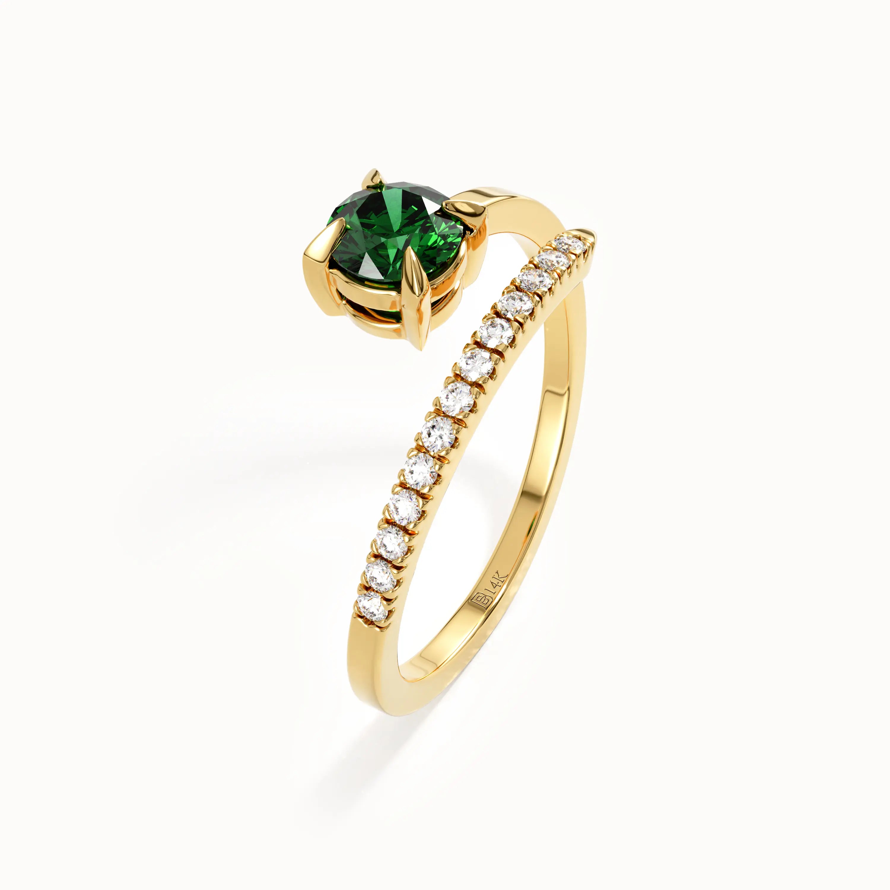 14k Gold Spiral Emerald Gemstone Ring - BRENNMORE 