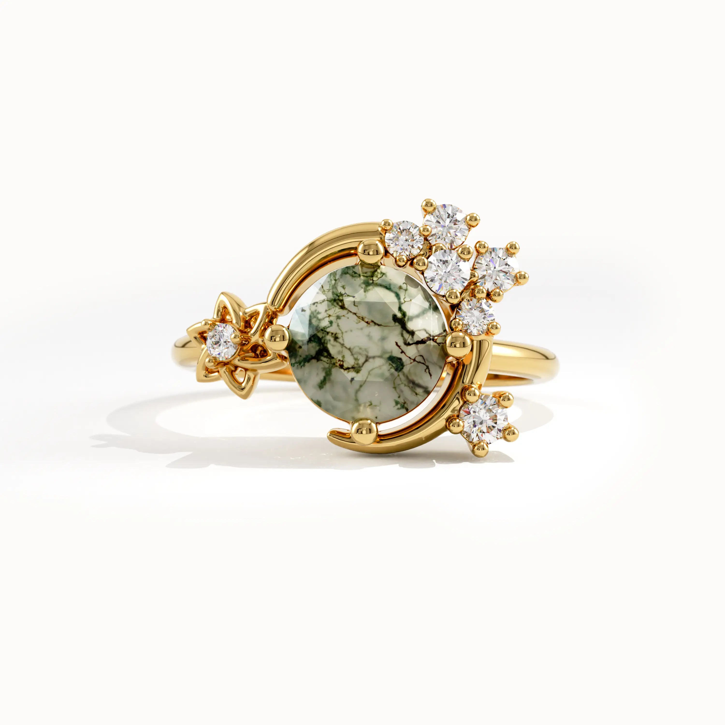 Celestial Moss Agate Gemstone Ring - BRENNMORE 