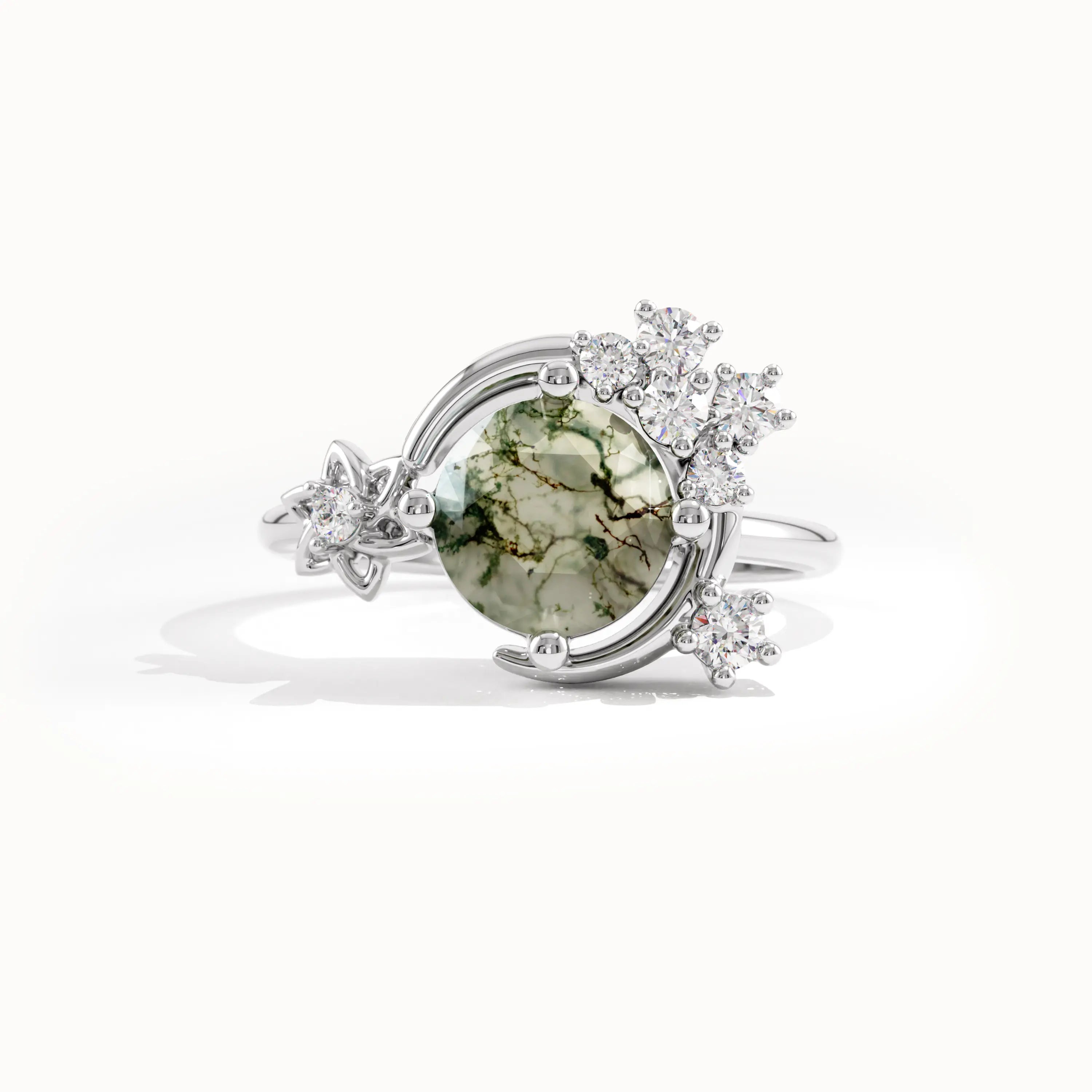 Celestial Moss Agate Gemstone Ring