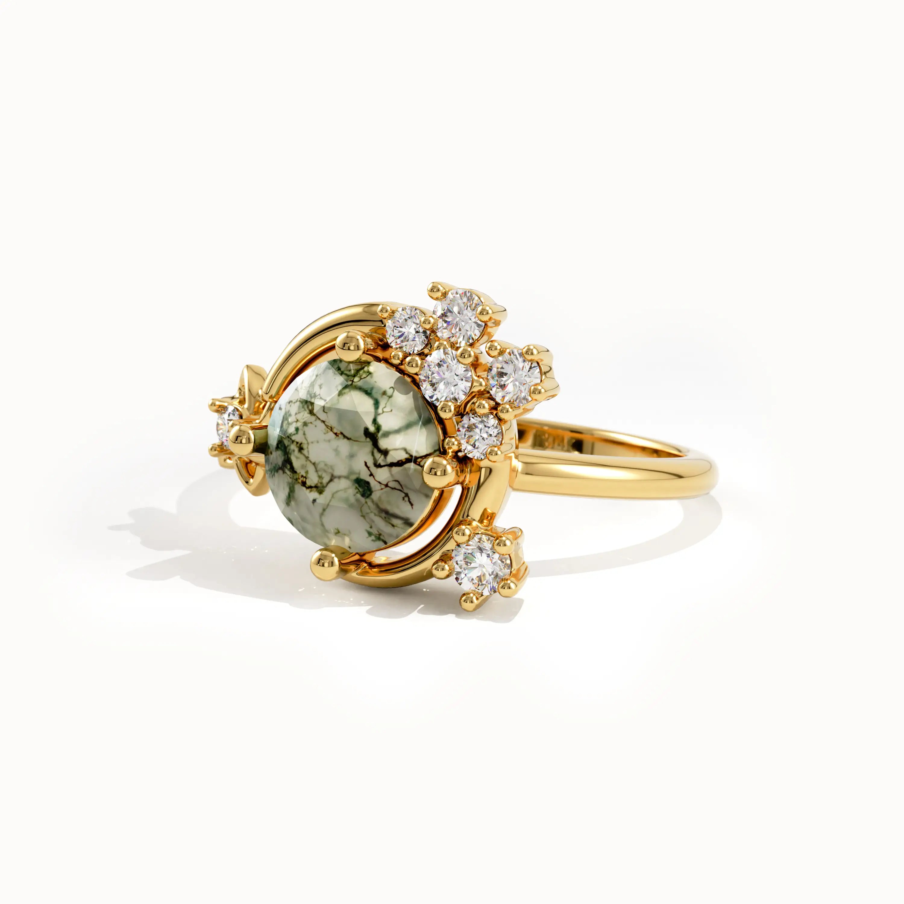 Celestial Moss Agate Gemstone Ring - BRENNMORE 