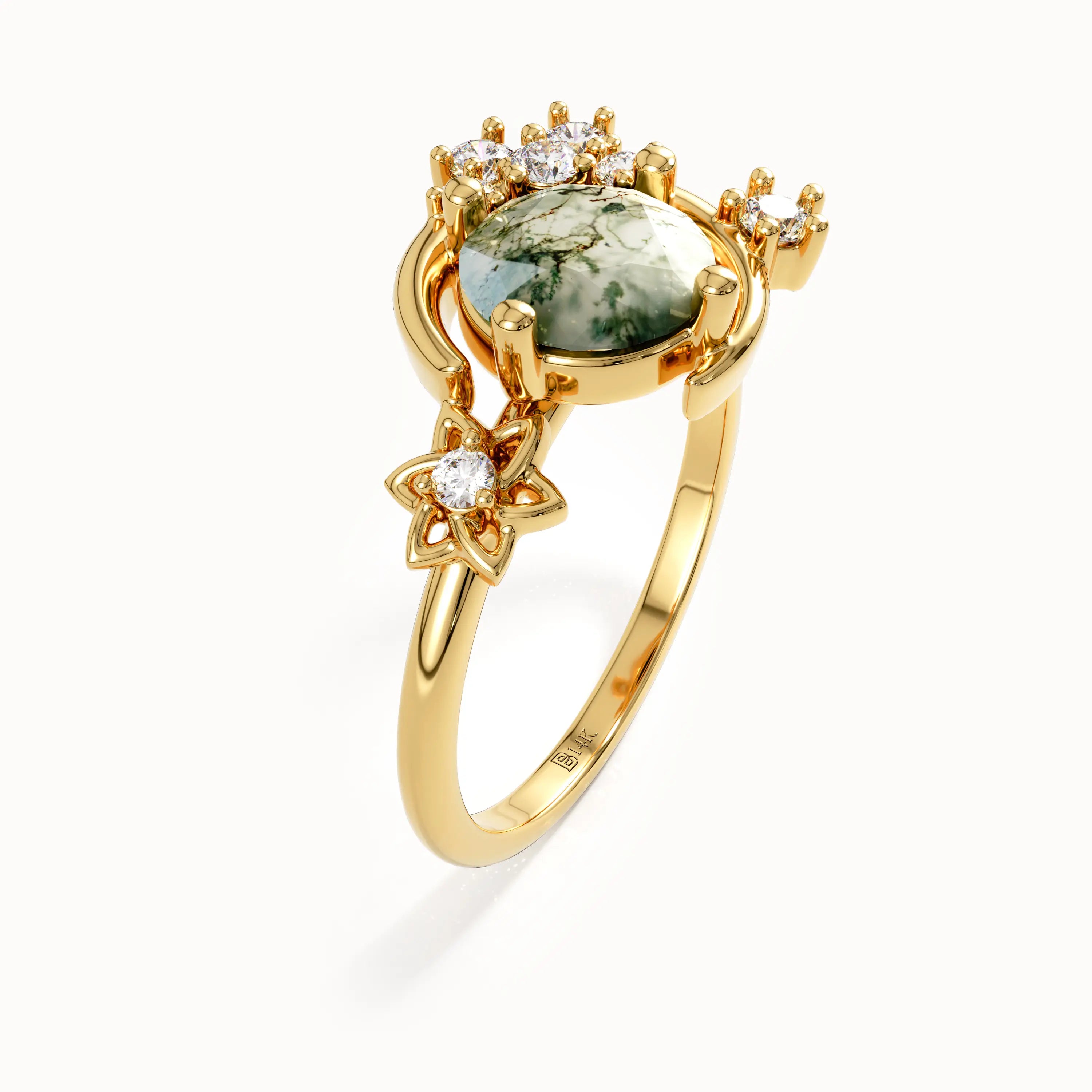 Celestial Moss Agate Gemstone Ring - BRENNMORE 