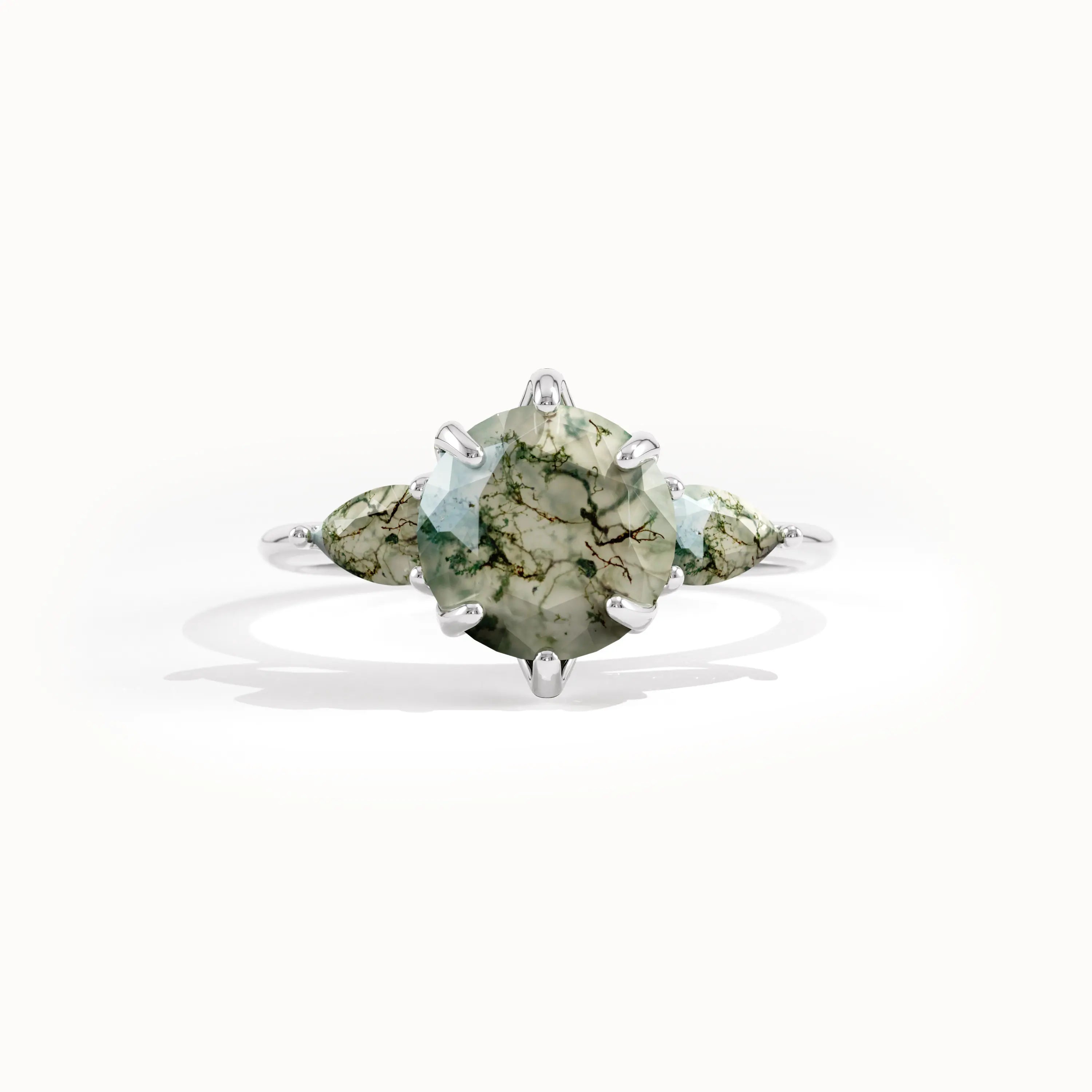 Natural Moss Agate Gemstone Ring