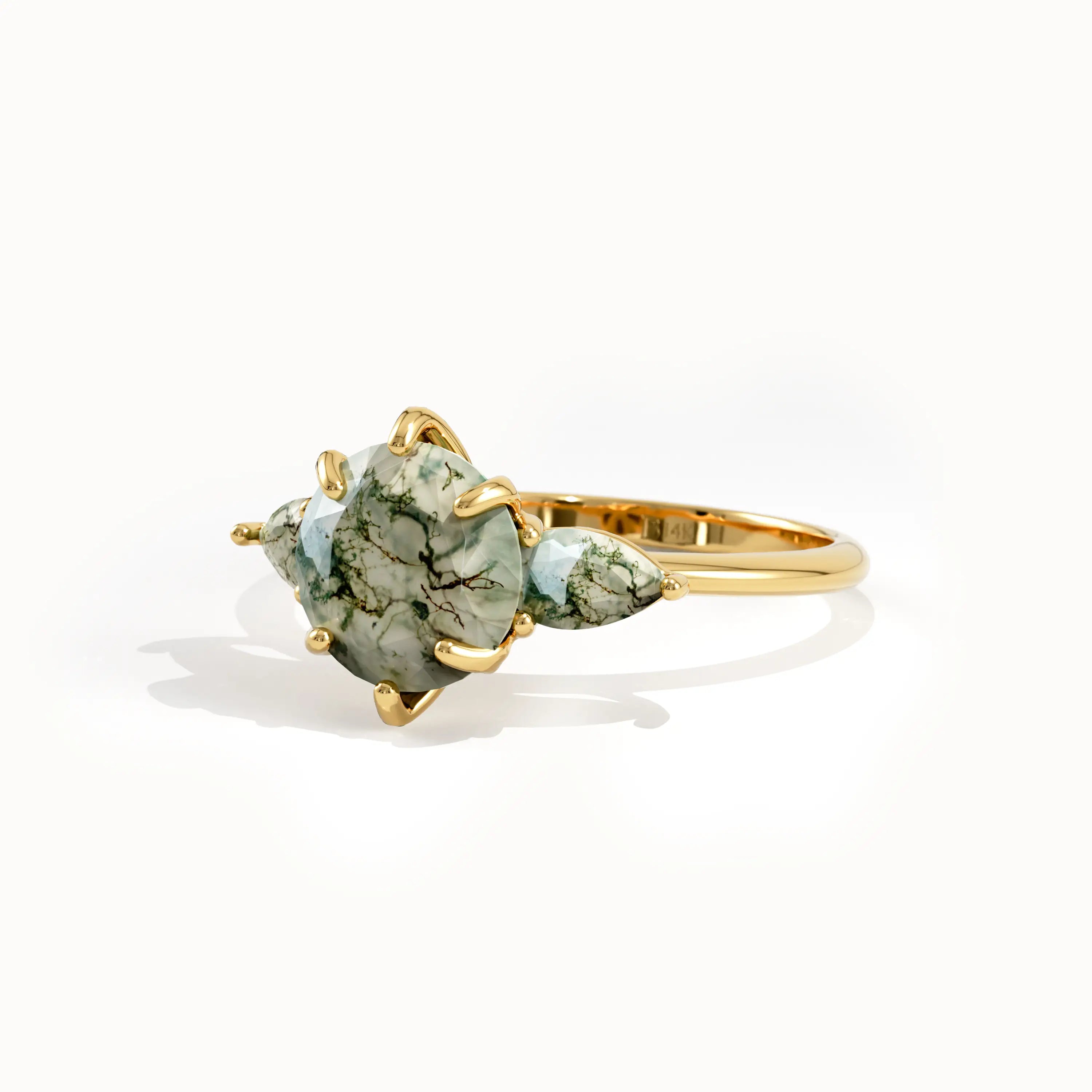 Natural Moss Agate Gemstone Ring - BRENNMORE 