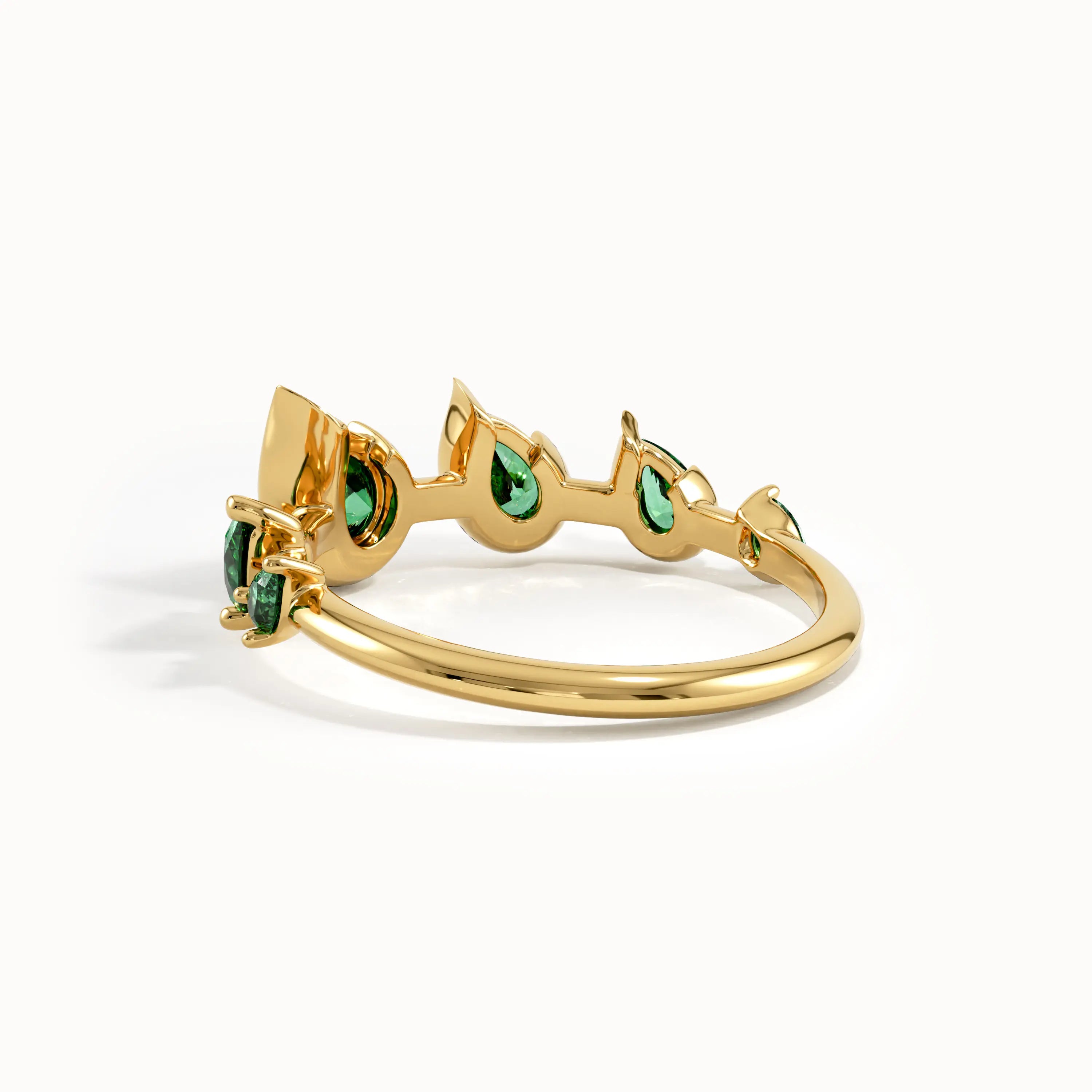 14k Gold 5 Emerald Gemstone Ring - BRENNMORE 