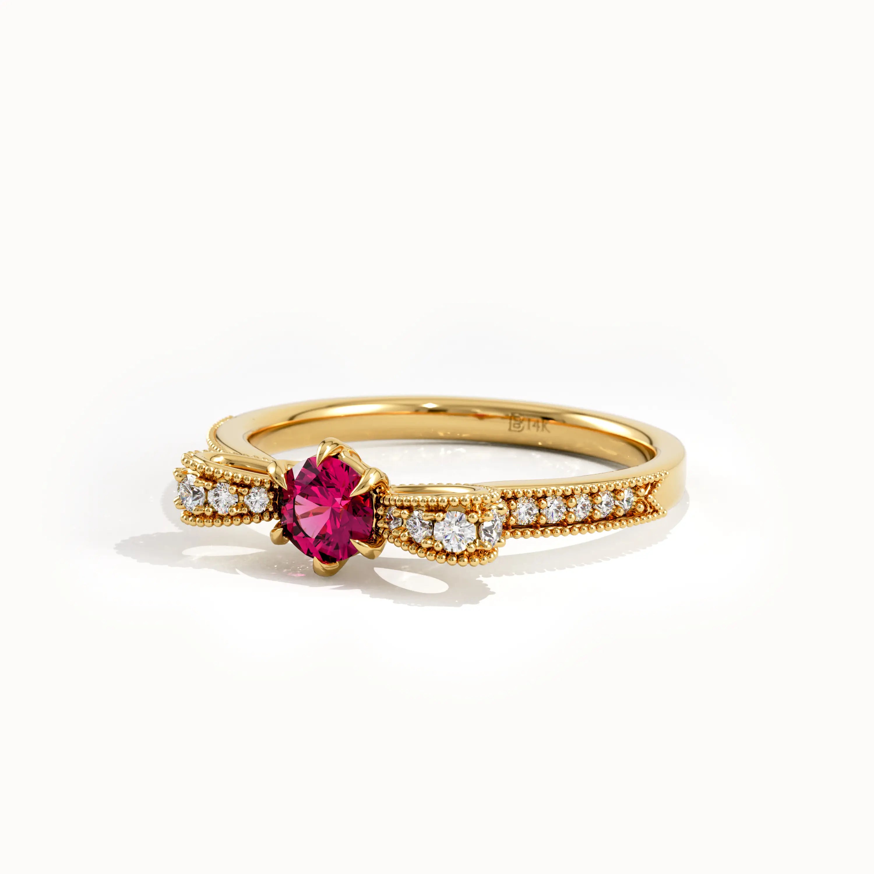 Ribbon Shape Ruby Gemstone Ring - BRENNMORE 
