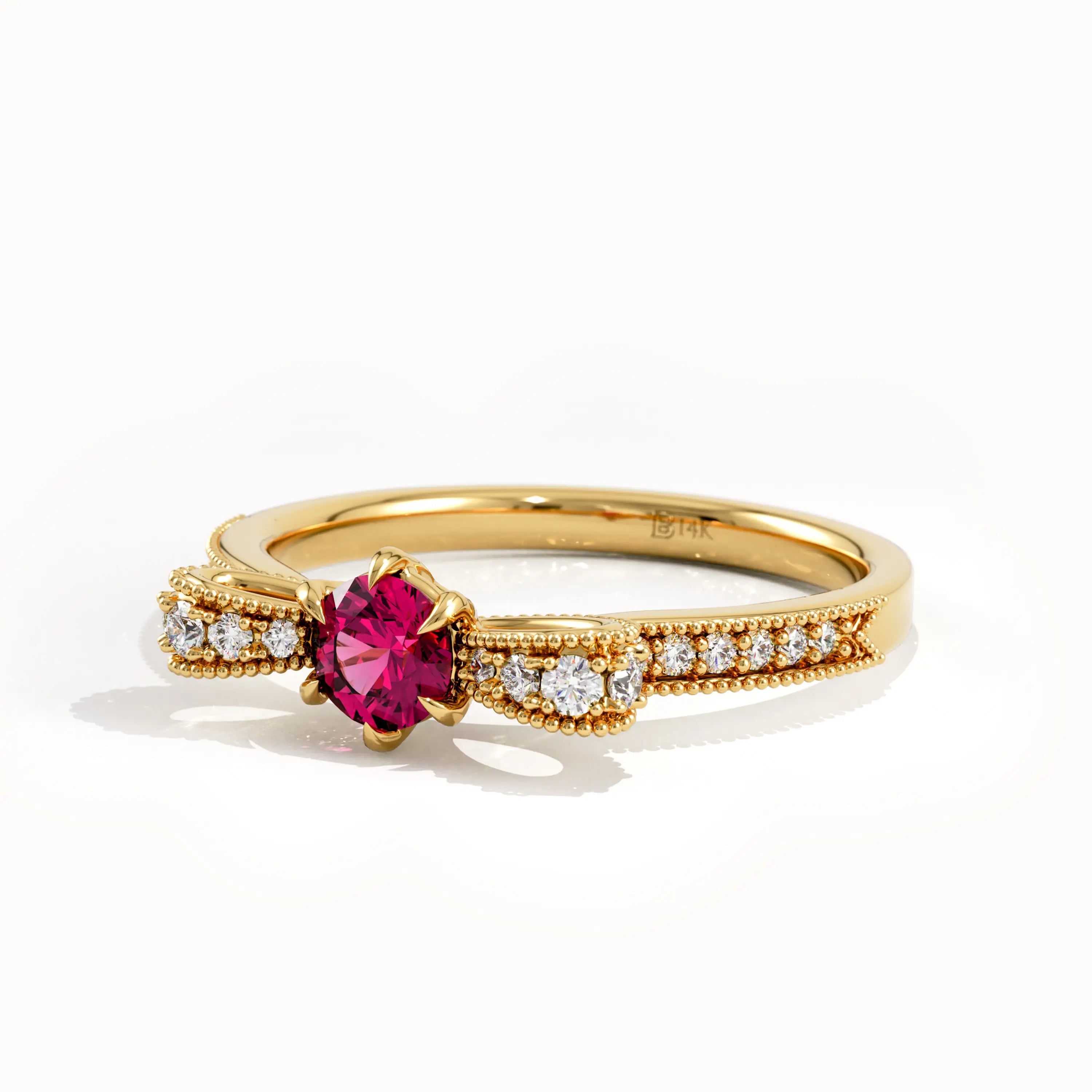 Ribbon Shape Ruby Gemstone Ring - BRENNMORE 