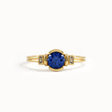 Half Bezel Sapphire Gemstone Ring