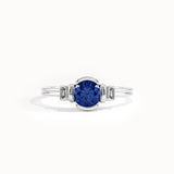 Half Bezel Sapphire Gemstone Ring