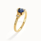 Half Bezel Sapphire Gemstone Ring