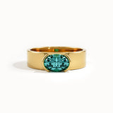 Half Bezel Oval Topaz Gemstone Ring