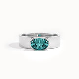 Half Bezel Oval Topaz Gemstone Ring