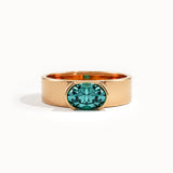 Half Bezel Oval Topaz Gemstone Ring - BRENNMORE