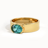 Half Bezel Oval Topaz Gemstone Ring - BRENNMORE