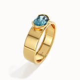 Half Bezel Oval Topaz Gemstone Ring