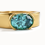 Half Bezel Oval Topaz Gemstone Ring