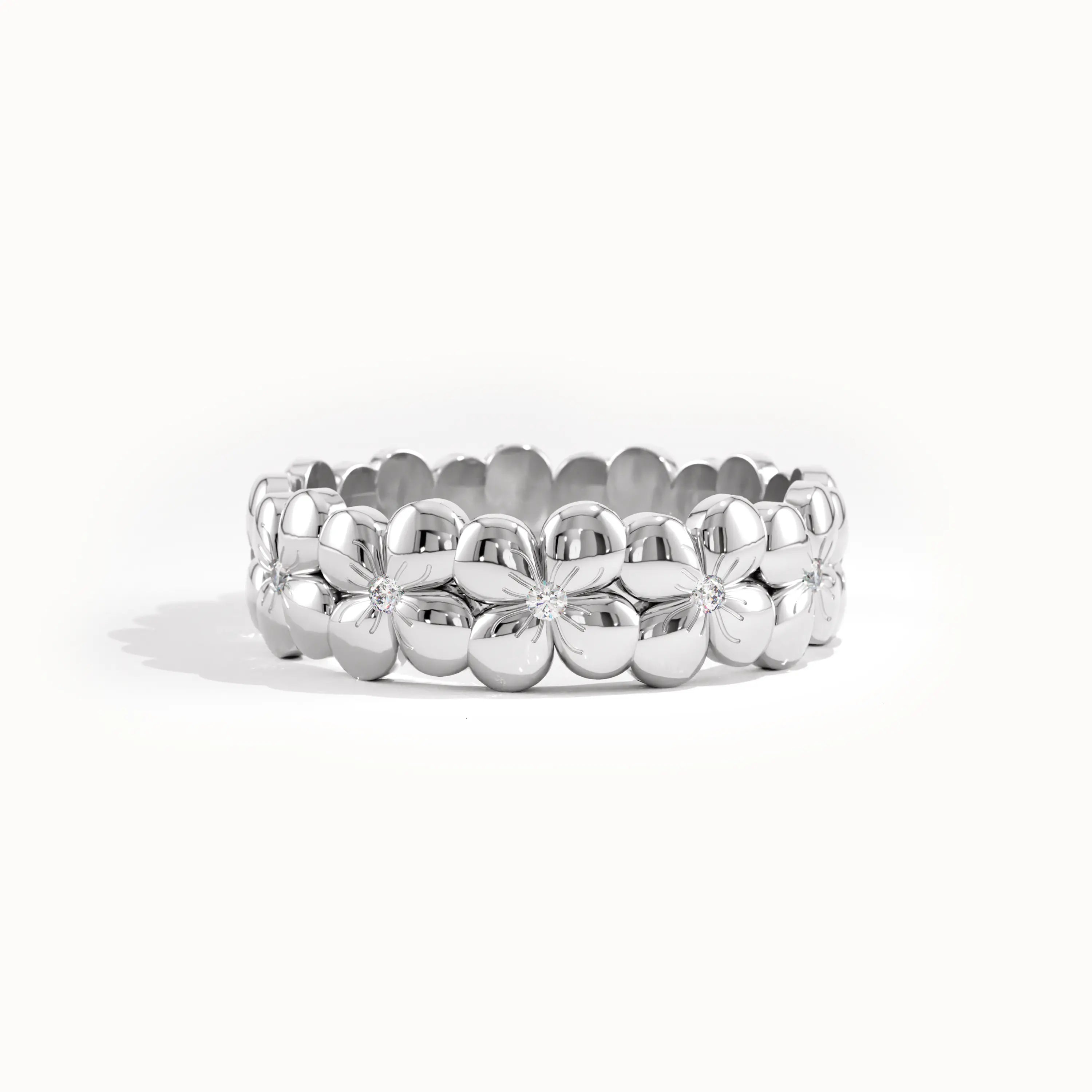 Flower Band Dainty Statement Ring