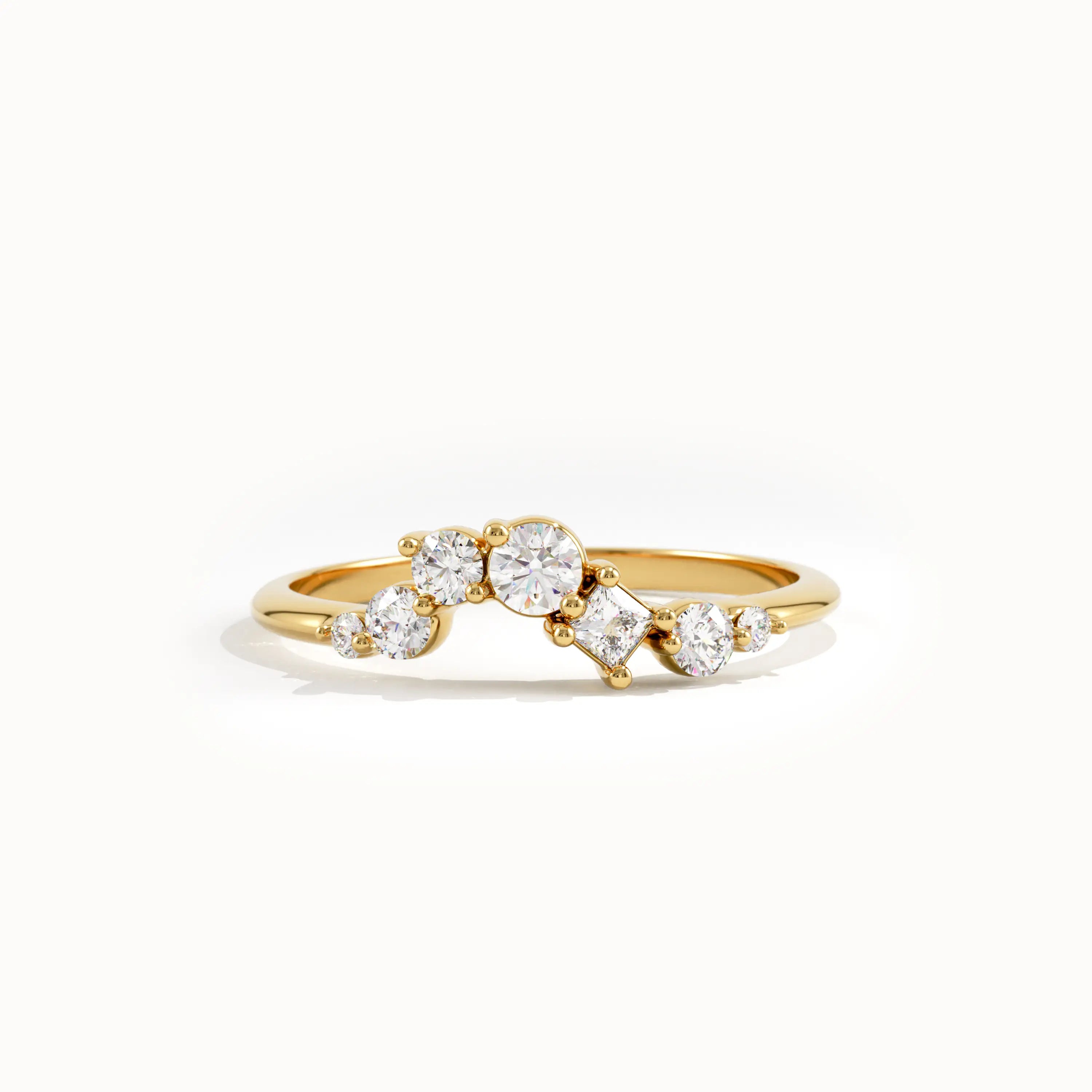 14k Gold Cluster Lab Diamond Curve Ring - BRENNMORE 