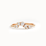 14k Gold Cluster Lab Diamond Curve Ring - BRENNMORE 