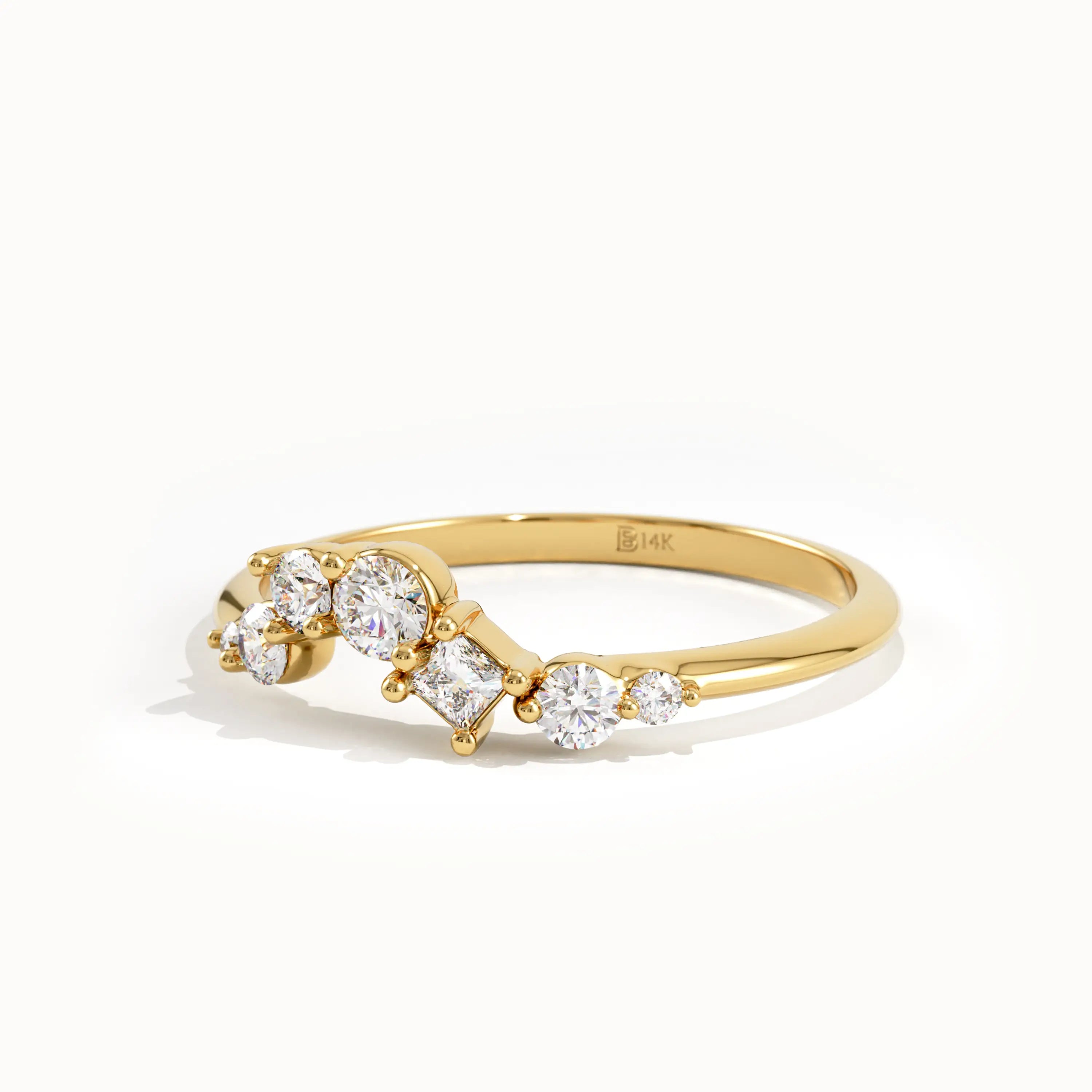 14k Gold Cluster Lab Diamond Curve Ring - BRENNMORE 