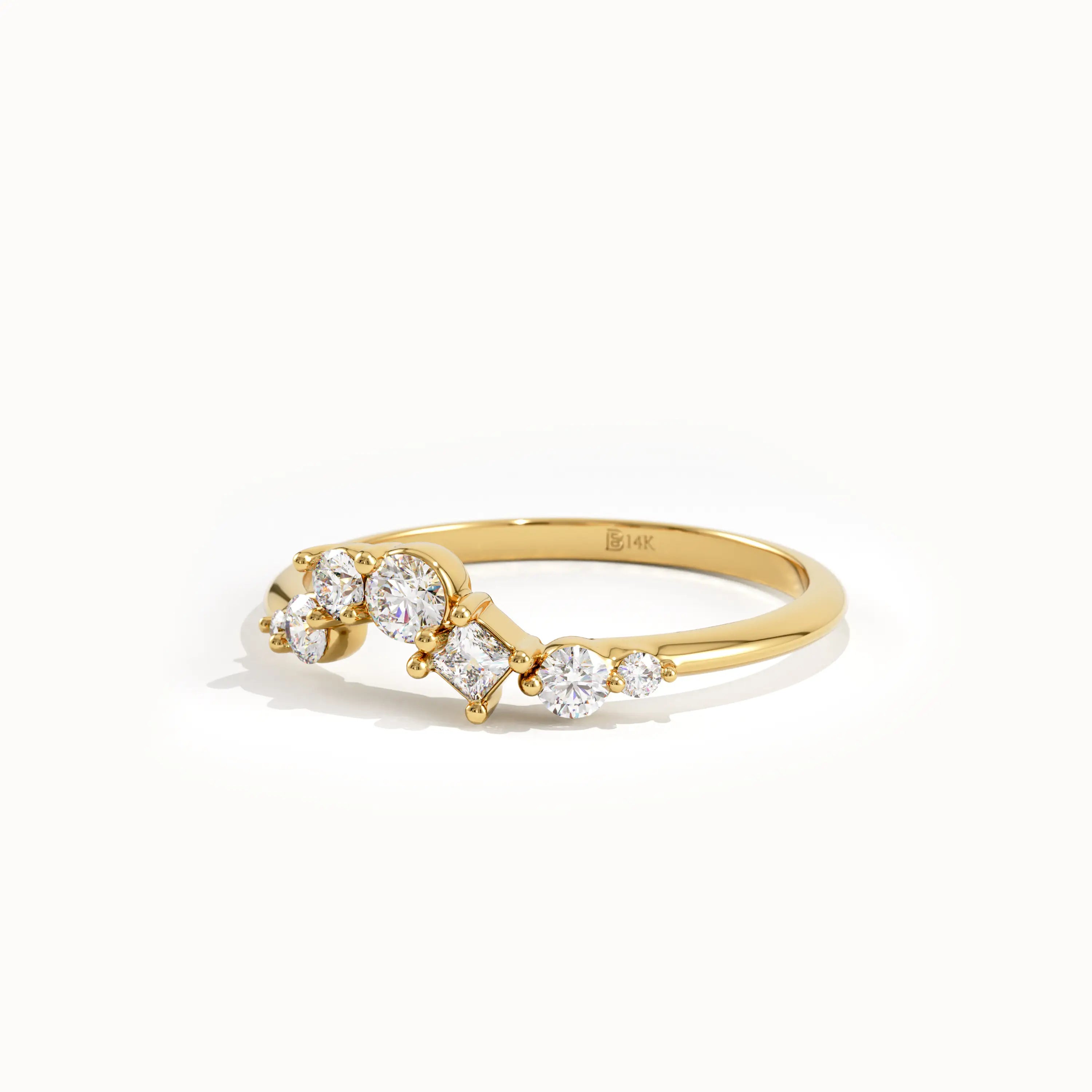 14k Gold Cluster Lab Diamond Curve Ring - BRENNMORE 