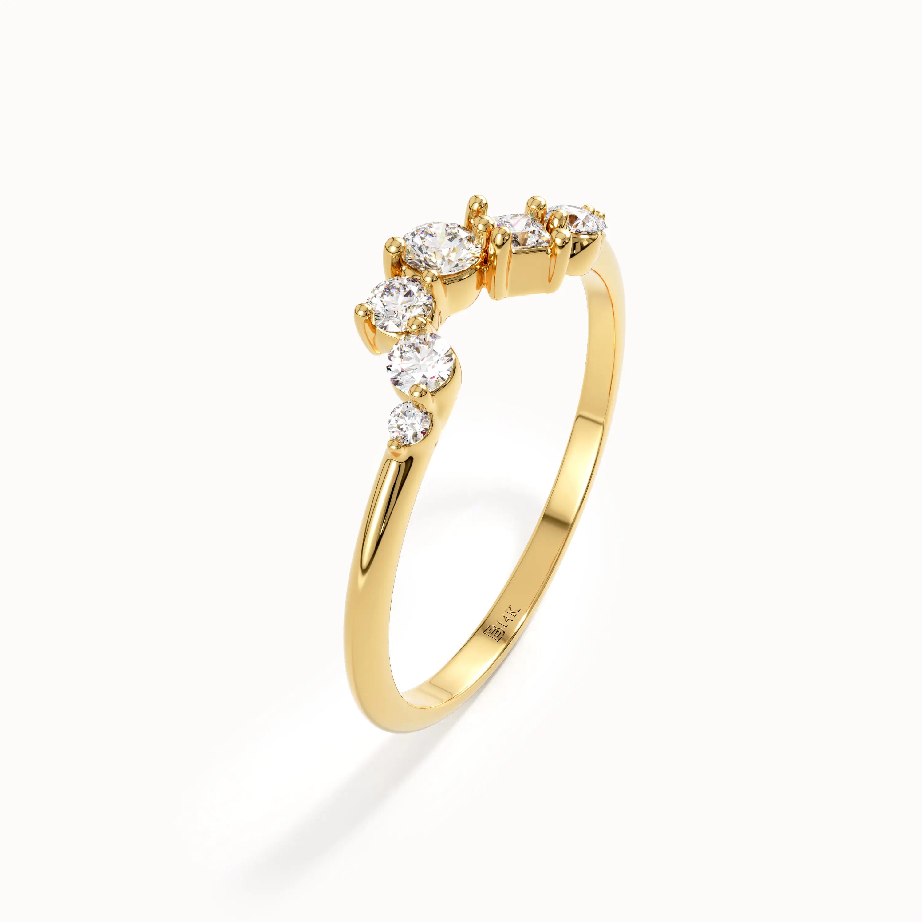14k Gold Cluster Curve Ring - BRENNMORE 