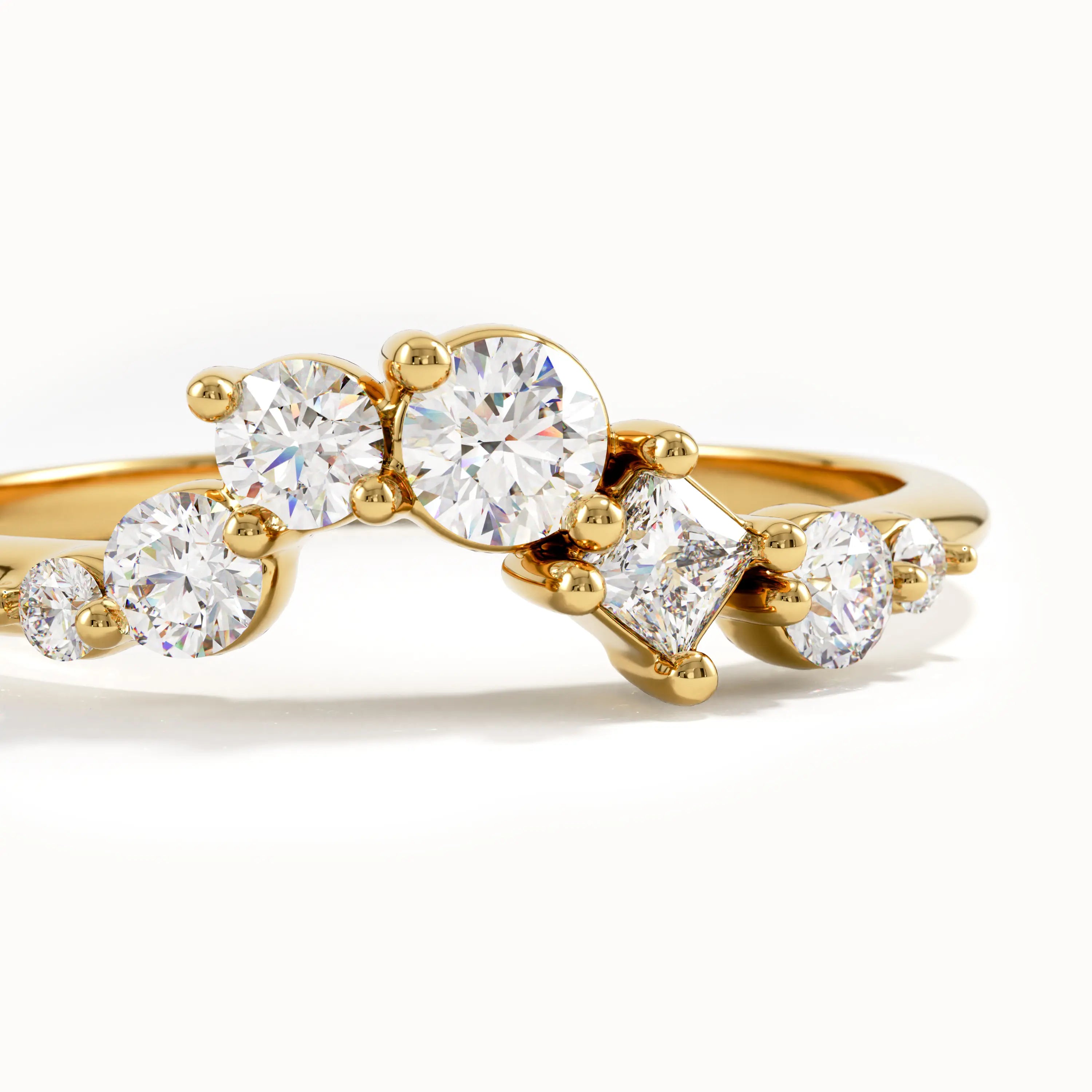 14k Gold Cluster Curve Ring - BRENNMORE 