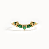 Emerald Marquise Curve Ring in Gold - BRENNMORE 