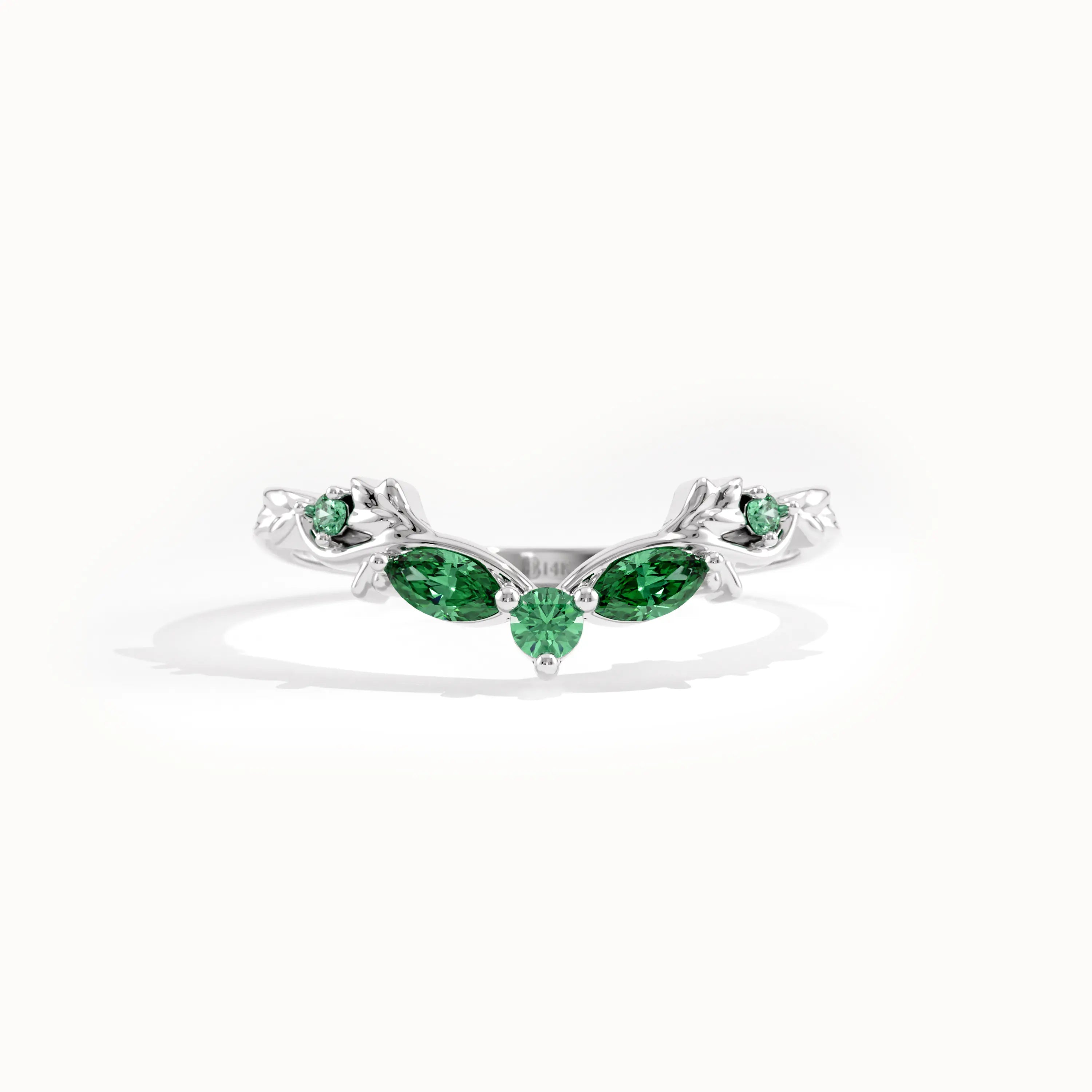 Emerald Marquise Curve Ring in Gold