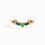 Emerald Marquise Curve Ring in Gold - BRENNMORE 