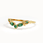 Emerald Marquise Curve Ring in Gold - BRENNMORE 