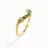 Emerald Marquise Curve Ring in Gold