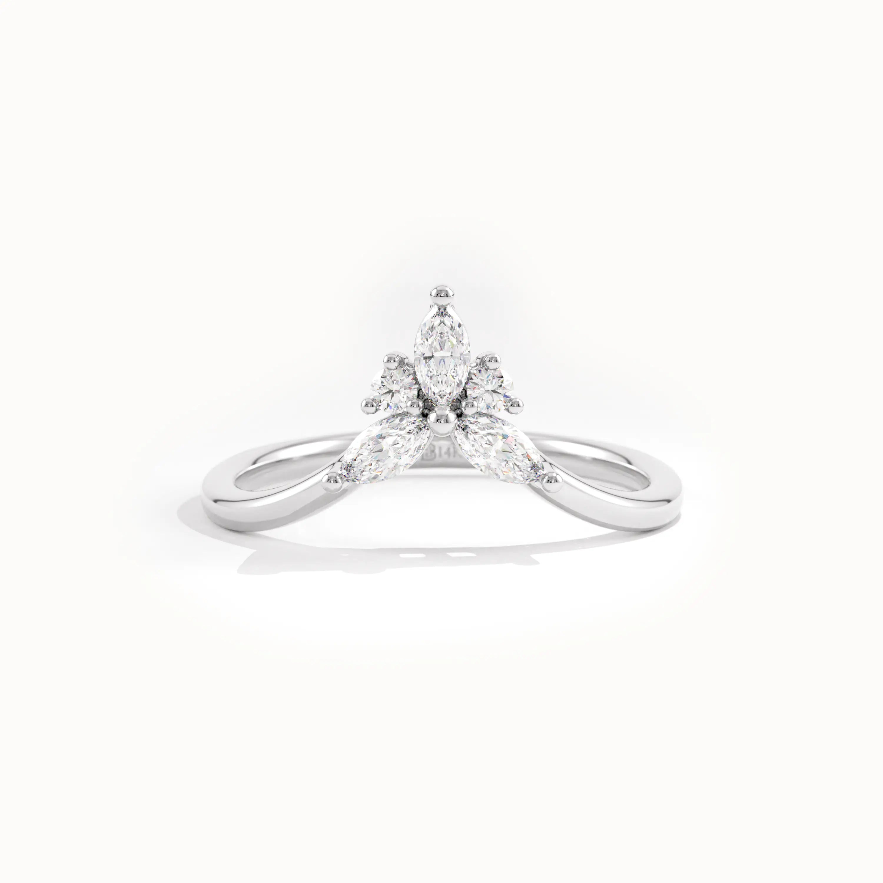 Marquise Lab Diamond Chevron Curve Ring - BRENNMORE