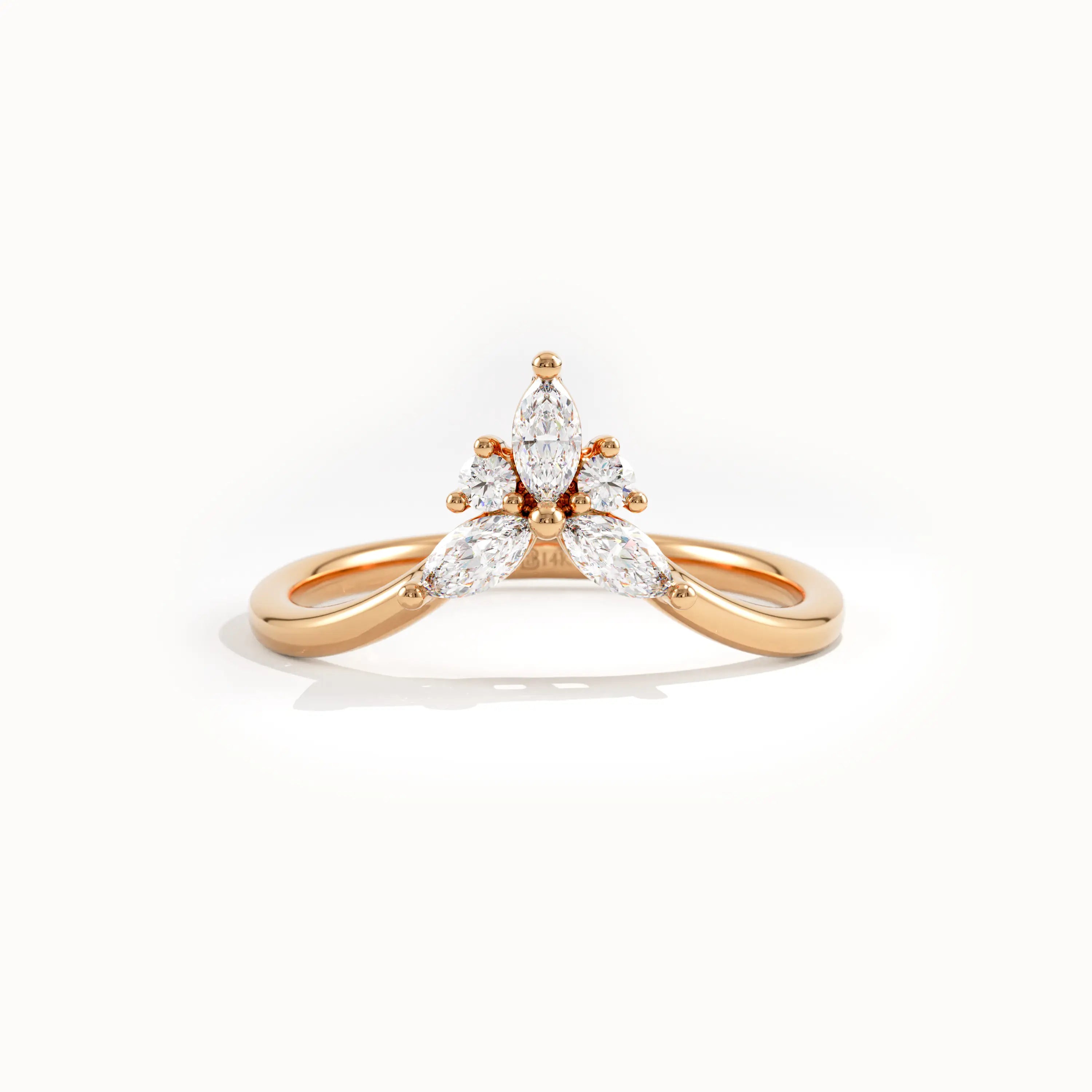 Marquise Lab Diamond Chevron Curve Ring - BRENNMORE