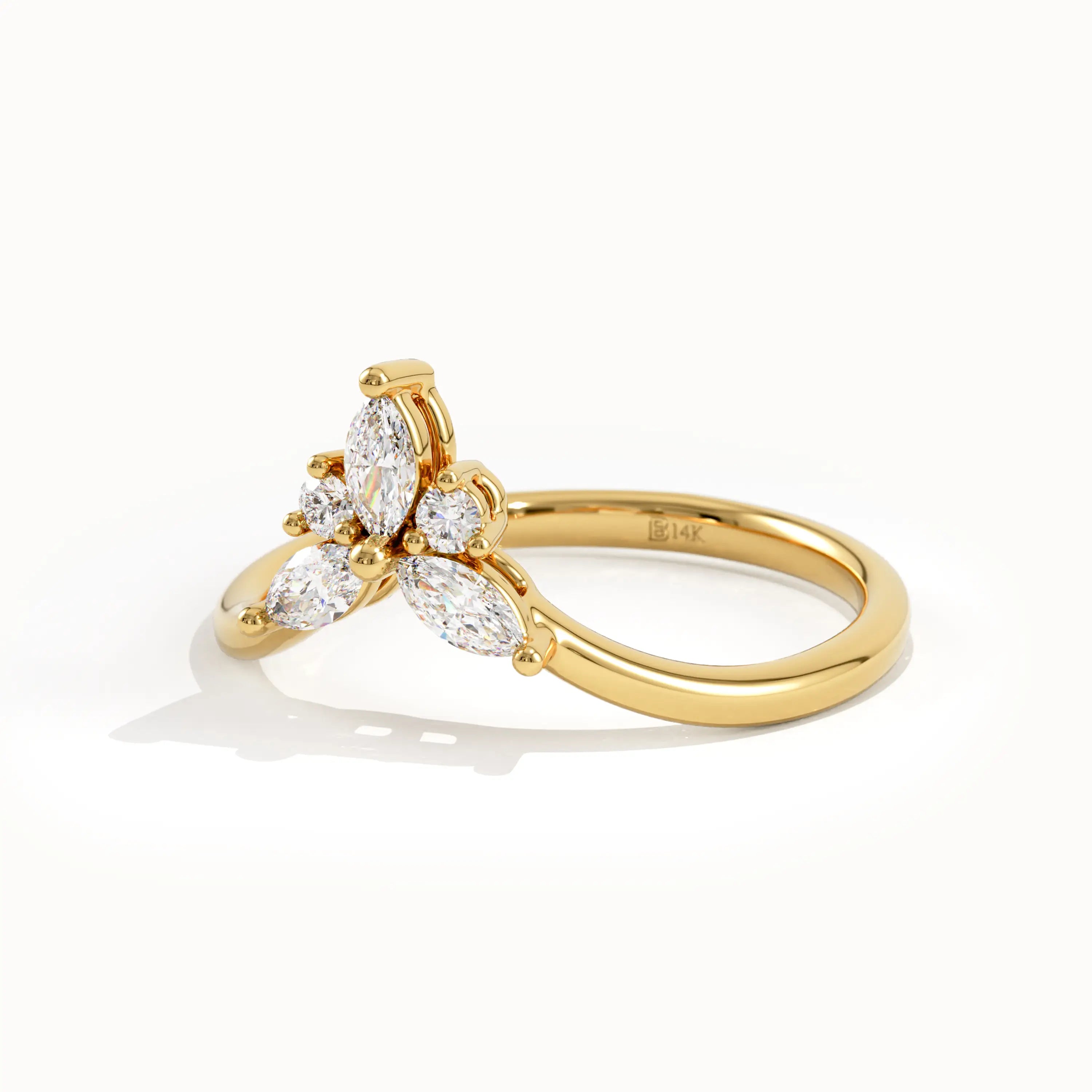 Marquise Lab Diamond Chevron Curve Ring - BRENNMORE