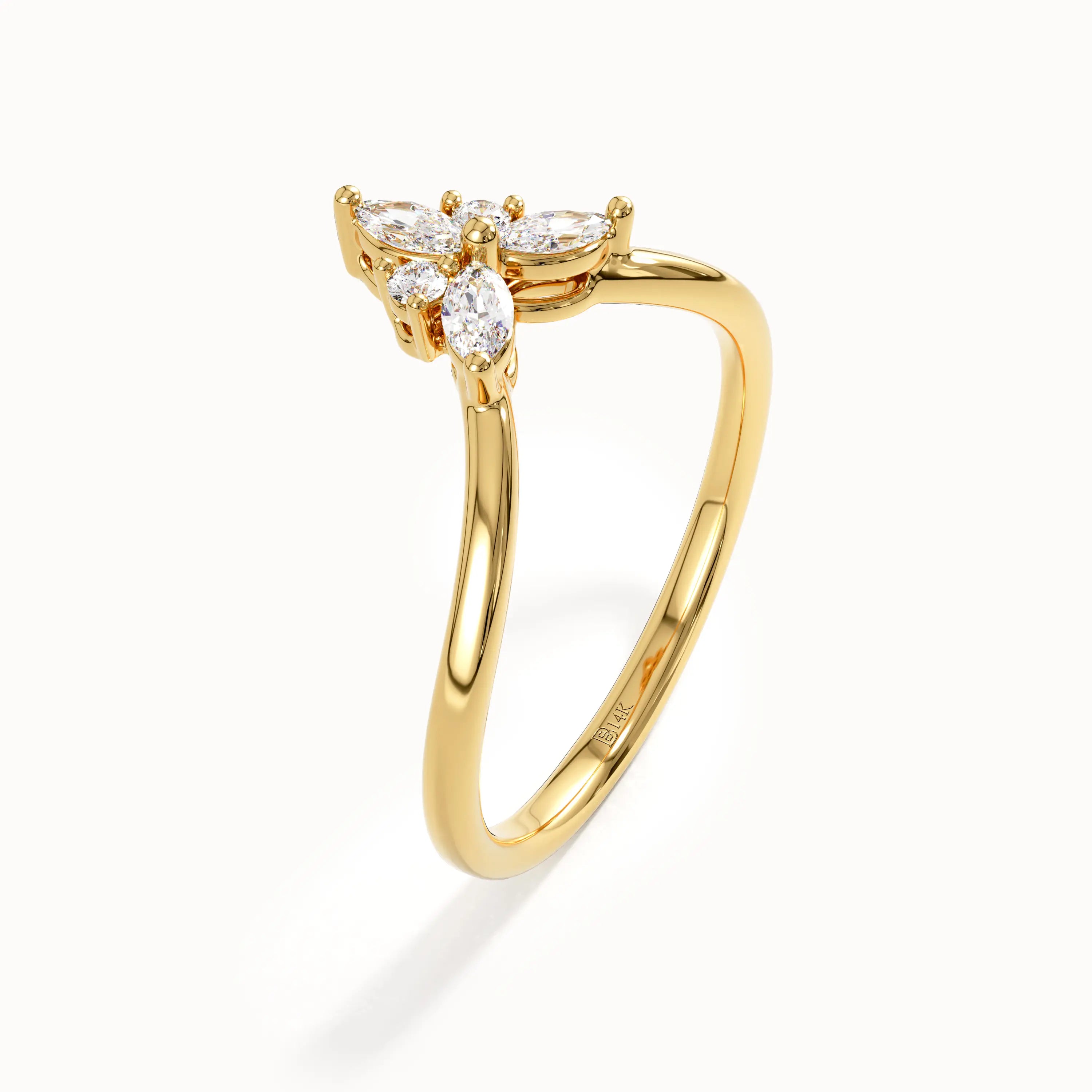 Marquise Lab Diamond Curve Ring - BRENNMORE
