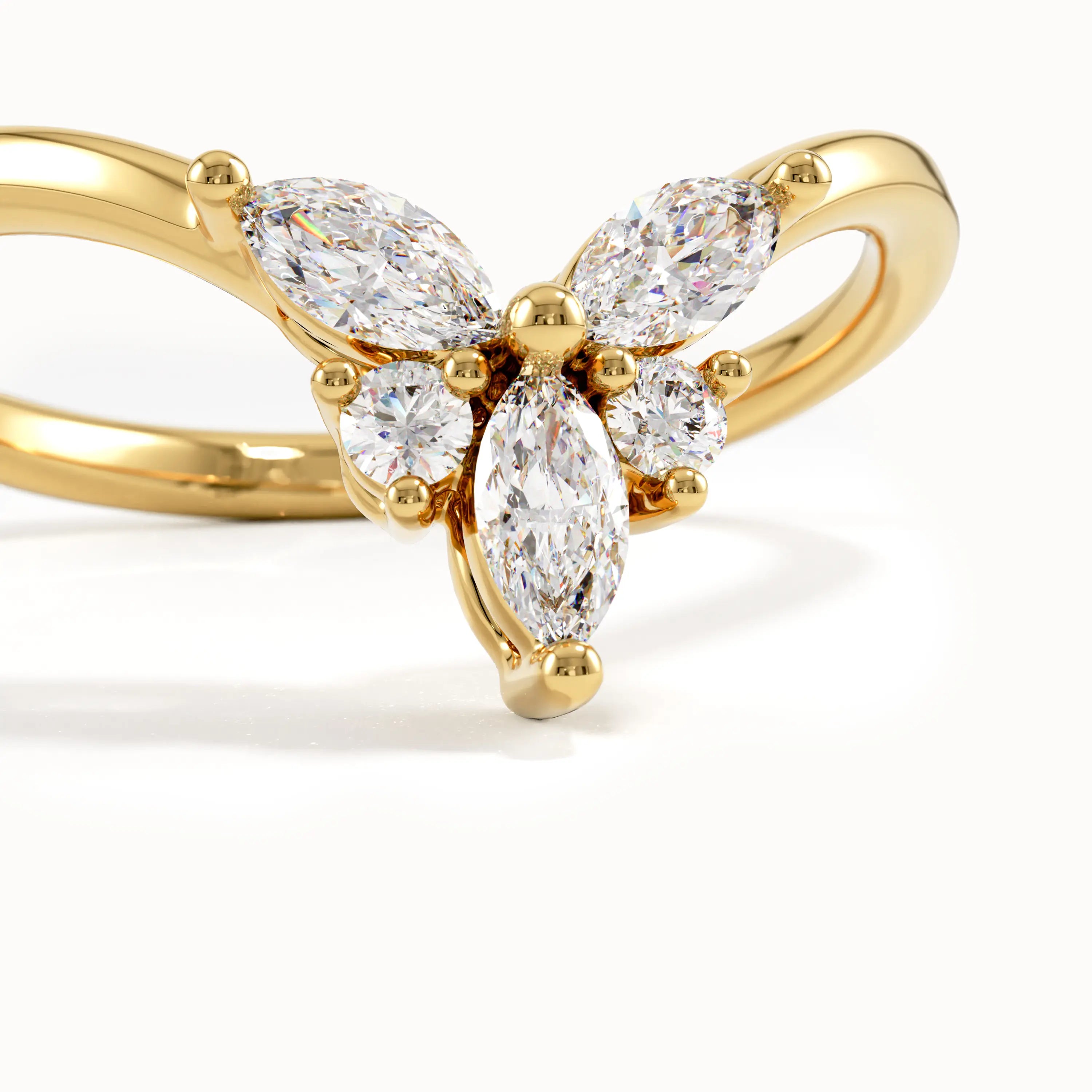 Marquise Lab Diamond Curve Ring - BRENNMORE 