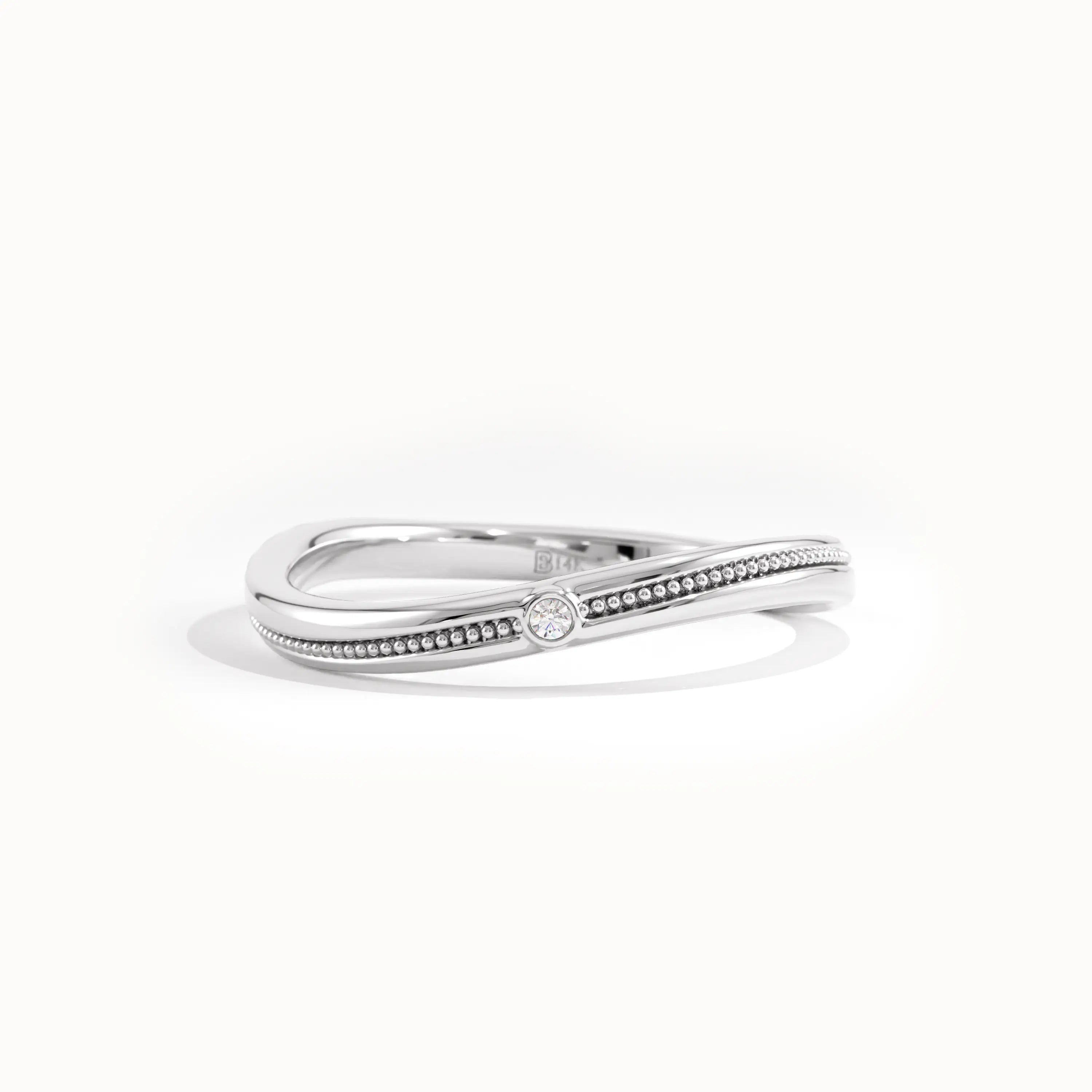 Slim Beaded Band Curve Ring - BRENNMORE