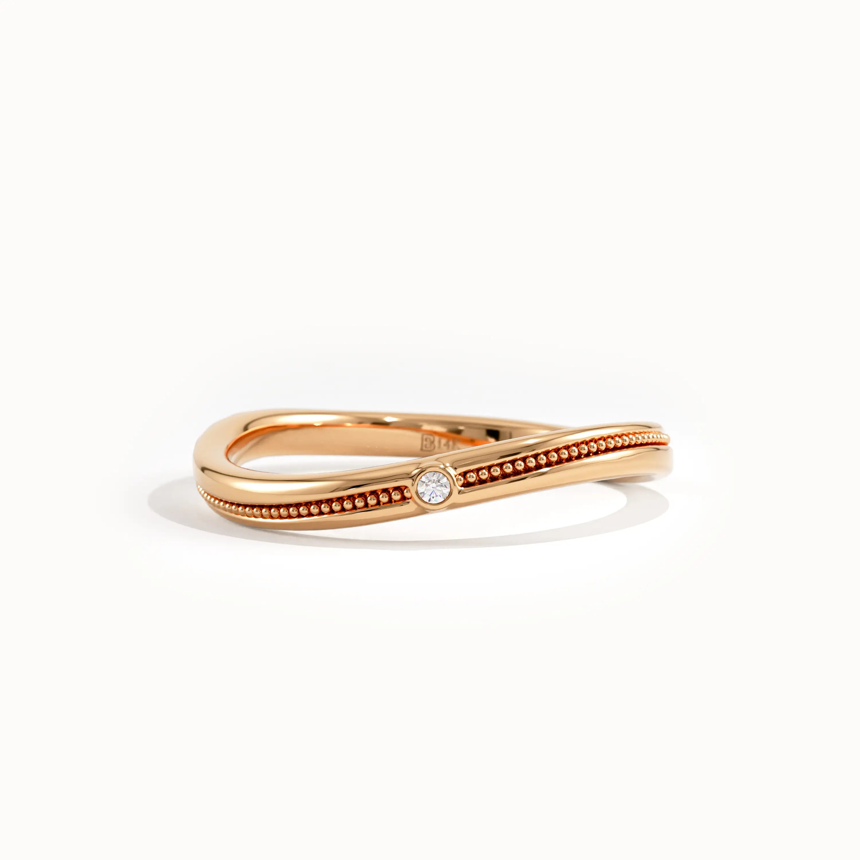 Slim Beaded Band Curve Ring - BRENNMORE