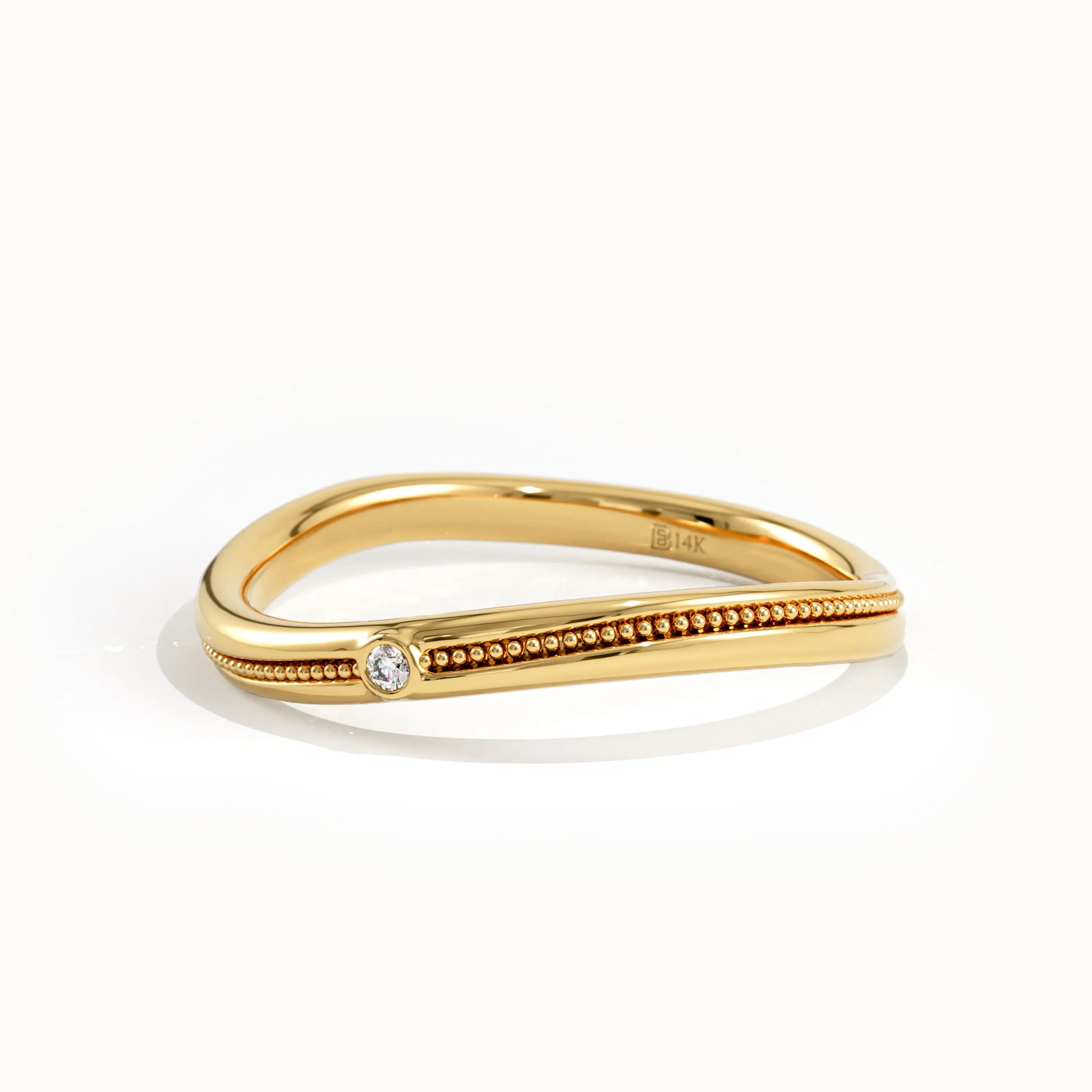 Slim Beaded Band Curve Ring - BRENNMORE