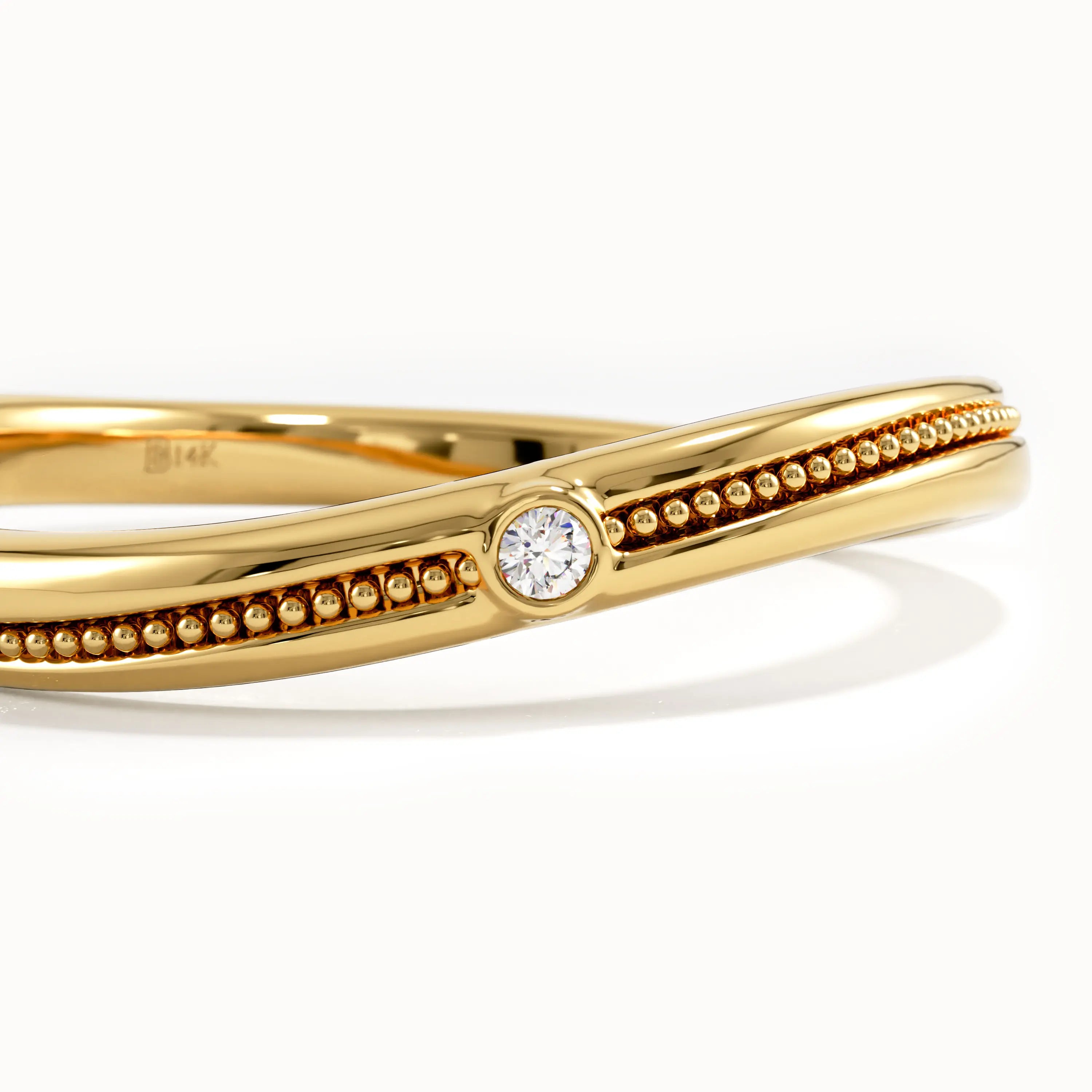 Slim Beaded Band Curve Ring - BRENNMORE 
