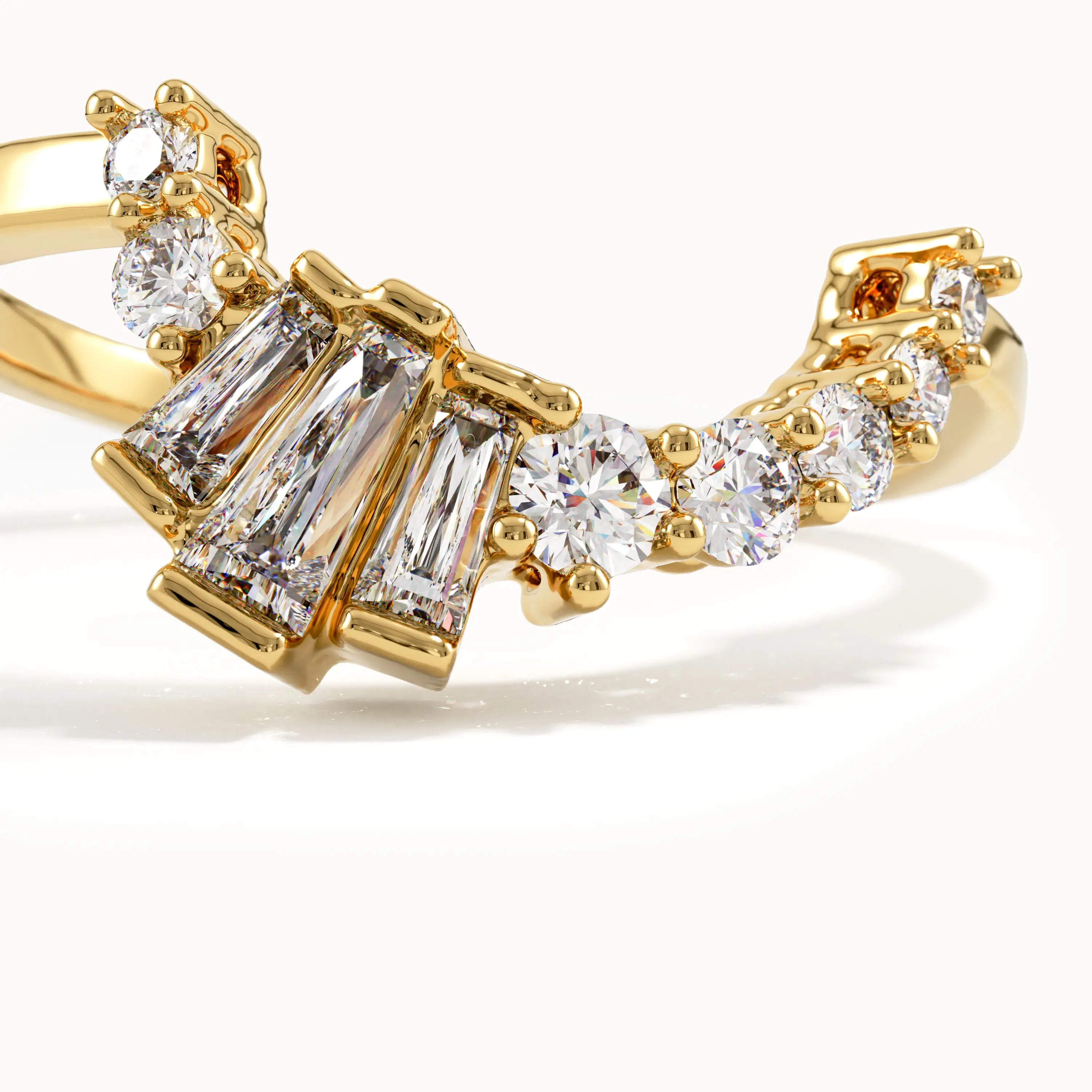 Baguette Lab Diamond Arch Curve Ring - BRENNMORE 