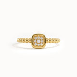 Beaded Band Square Pinky Signet Ring