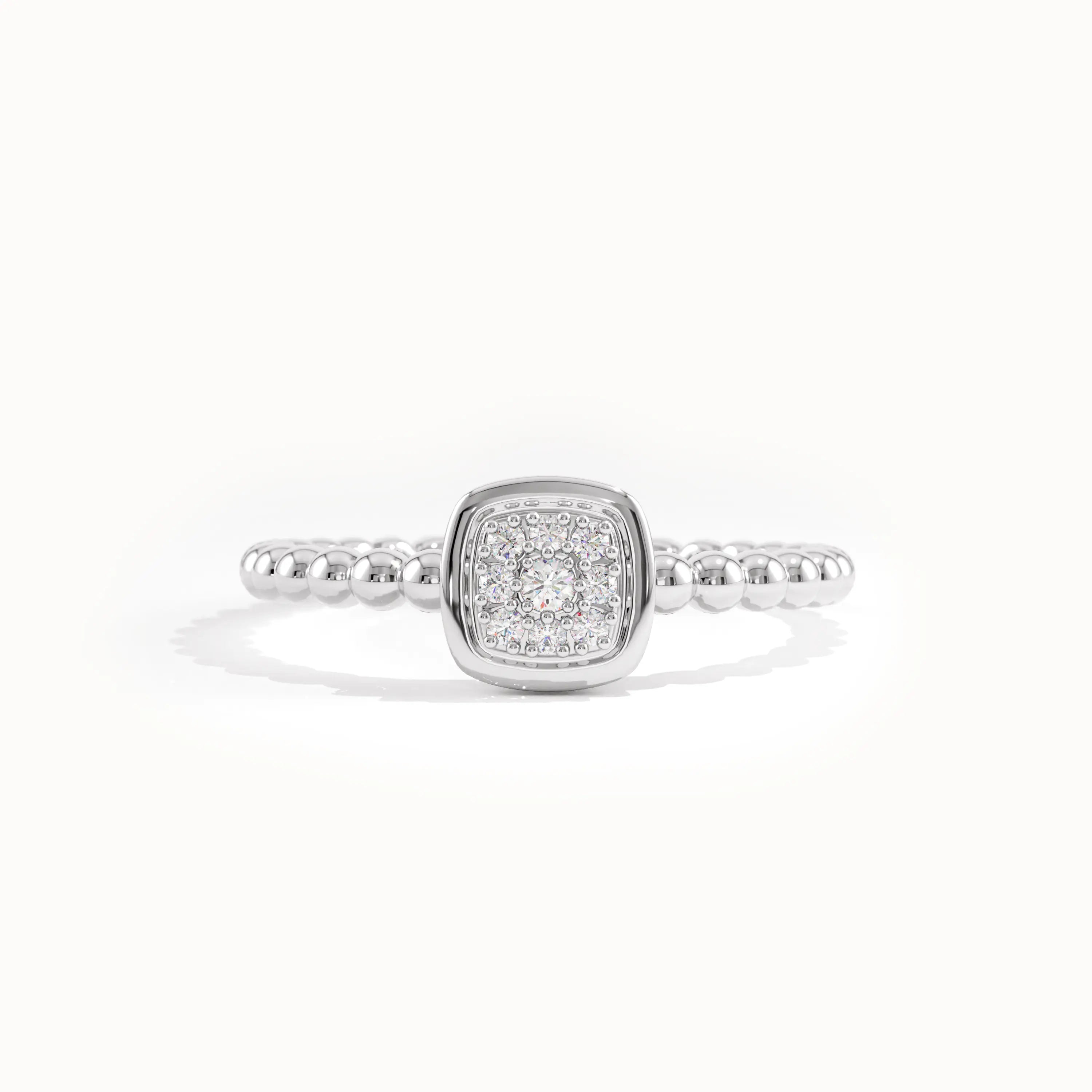 Beaded Band Square Pinky Signet Ring
