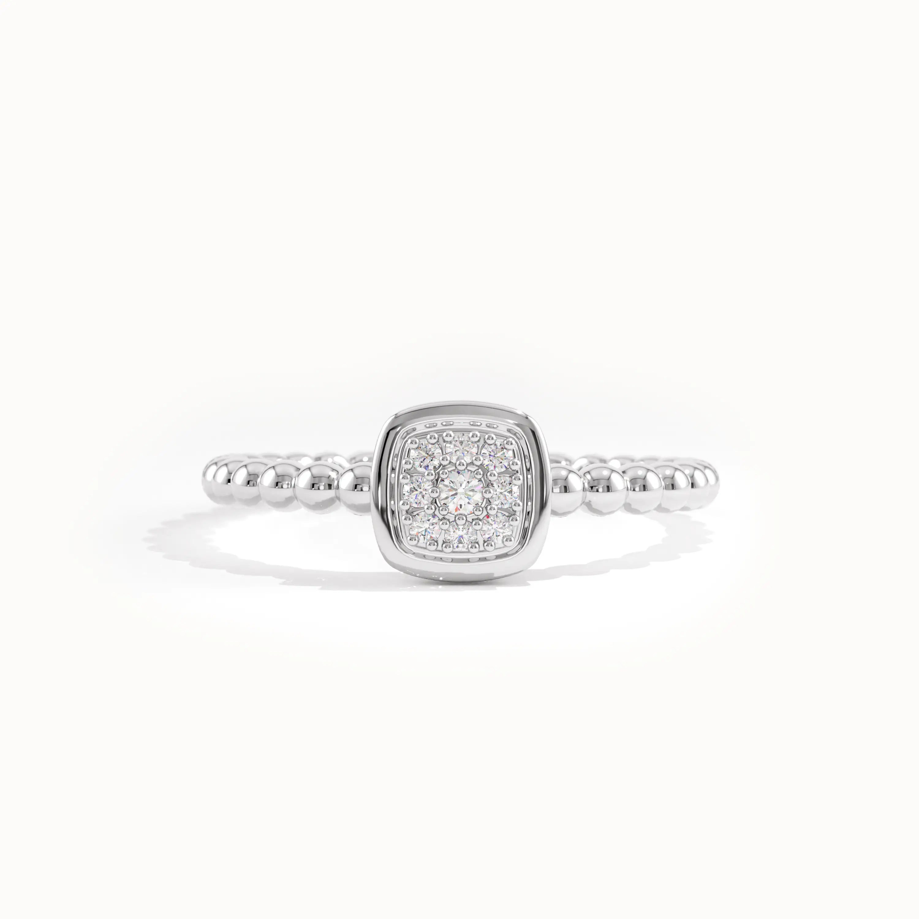 Beaded Band Square Pinky Signet Ring - BRENNMORE
