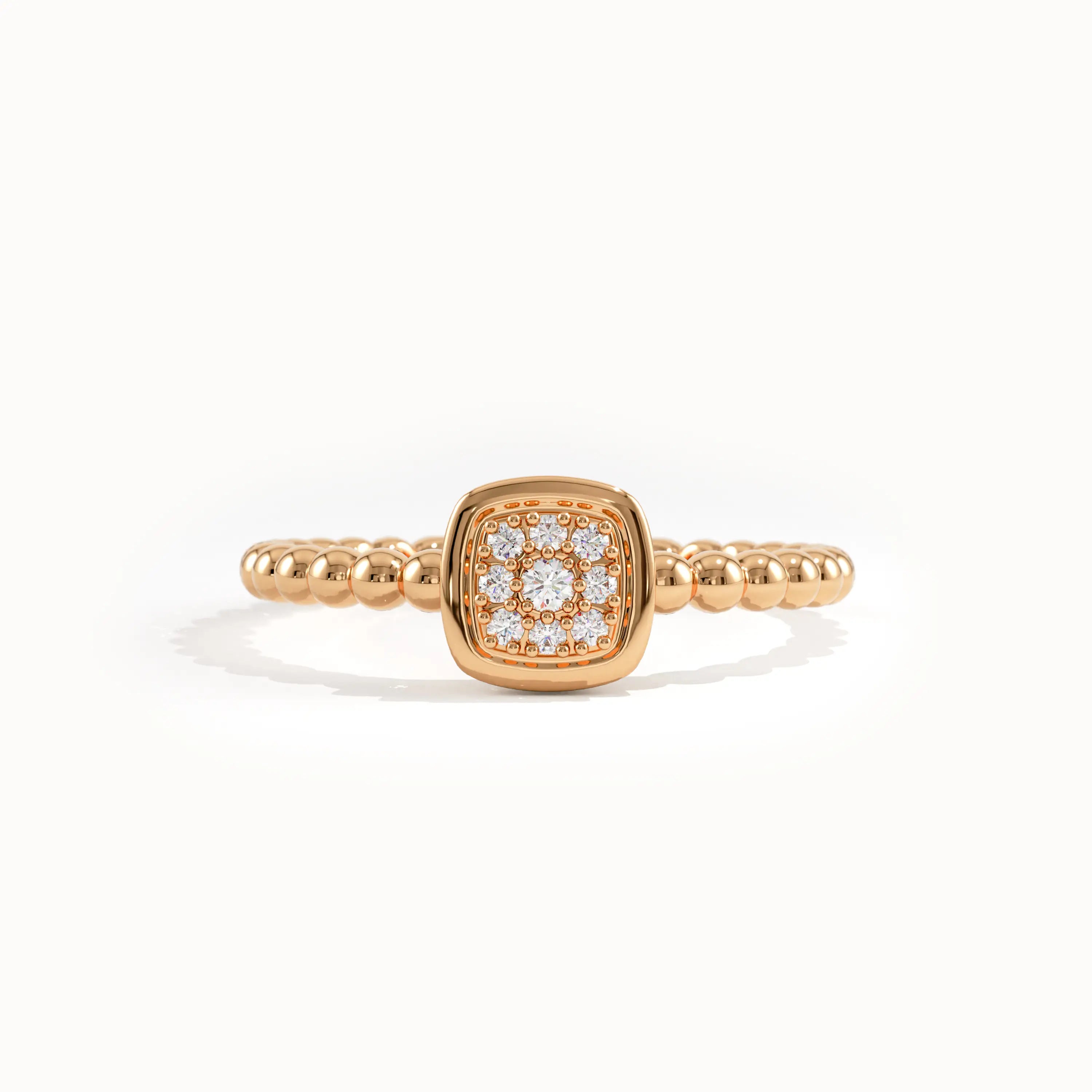 Beaded Band Square Pinky Signet Ring - BRENNMORE