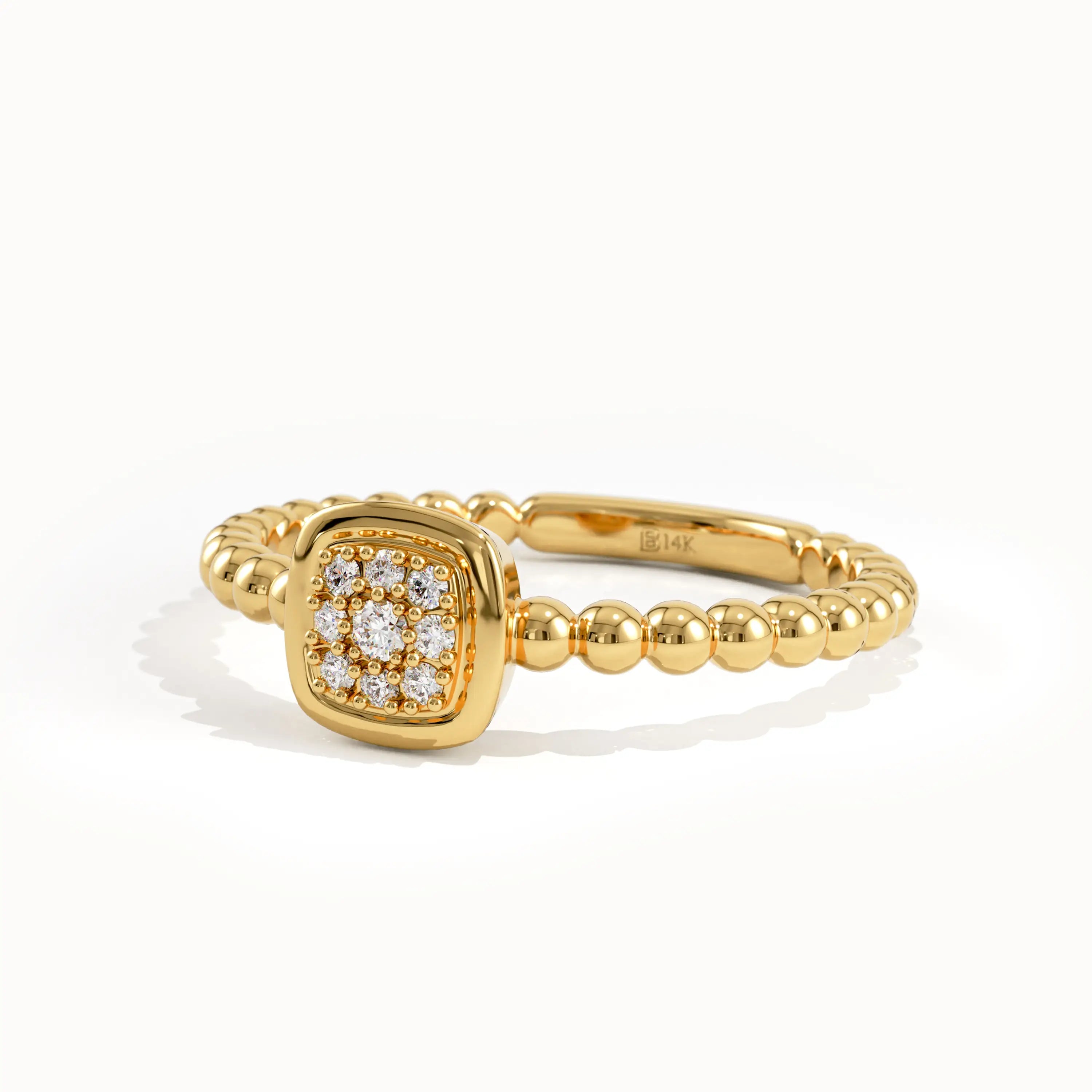 Beaded Band Square Pinky Signet Ring - BRENNMORE