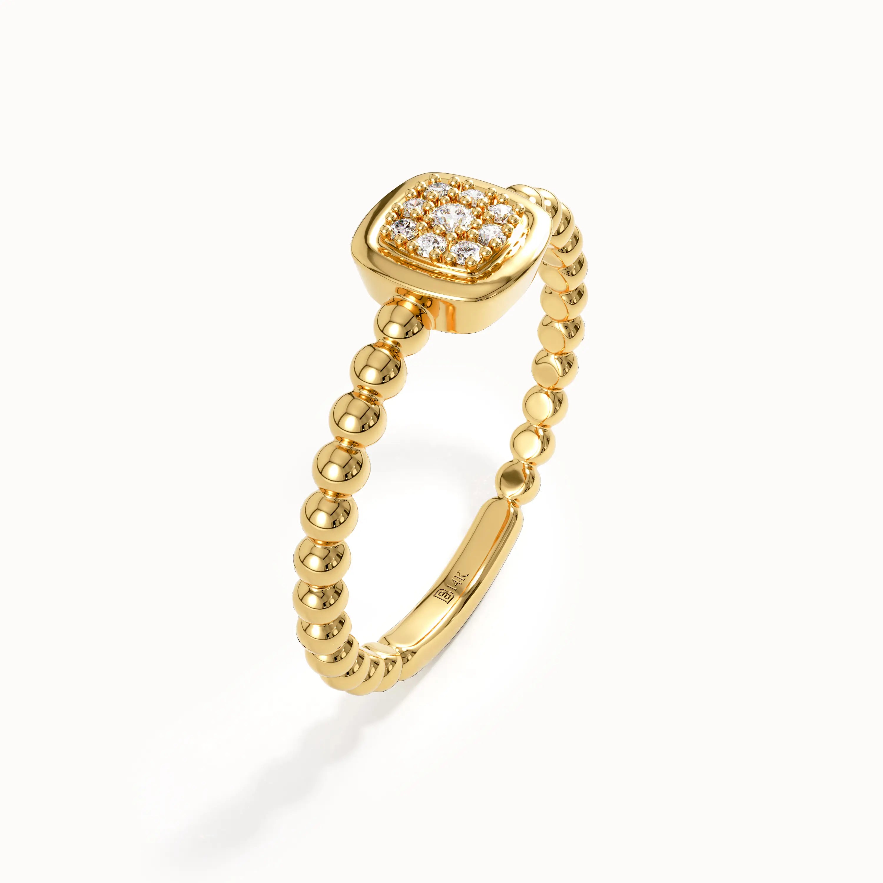 Beaded Band Square Pinky Signet Ring - BRENNMORE 