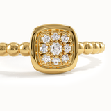 Beaded Band Square Pinky Signet Ring